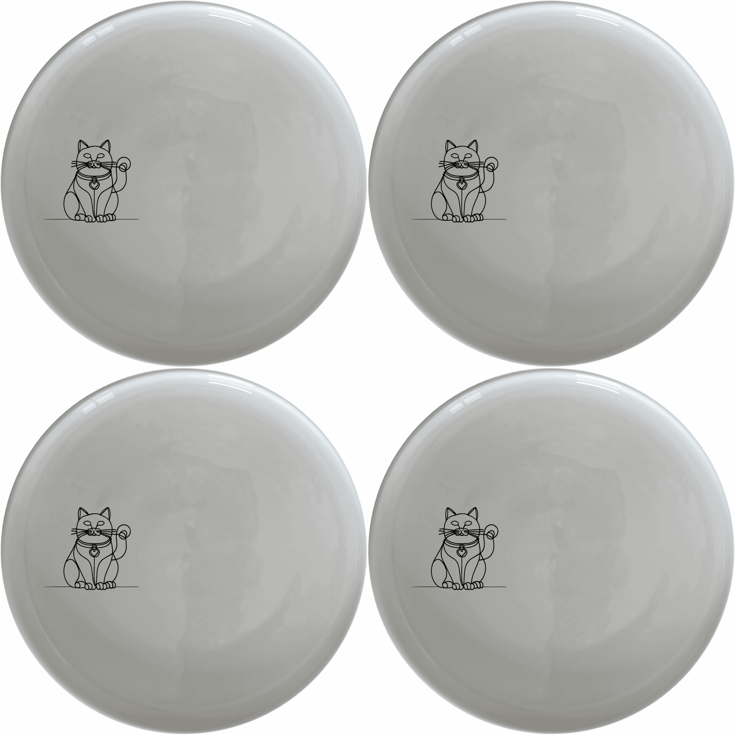 The Chinese Fortune Cat Dinner Plate Set of 4 brings prosperity and good luck to your table. These elegant ceramic plates feature a charming cat design, perfect for everyday use or special occasions.