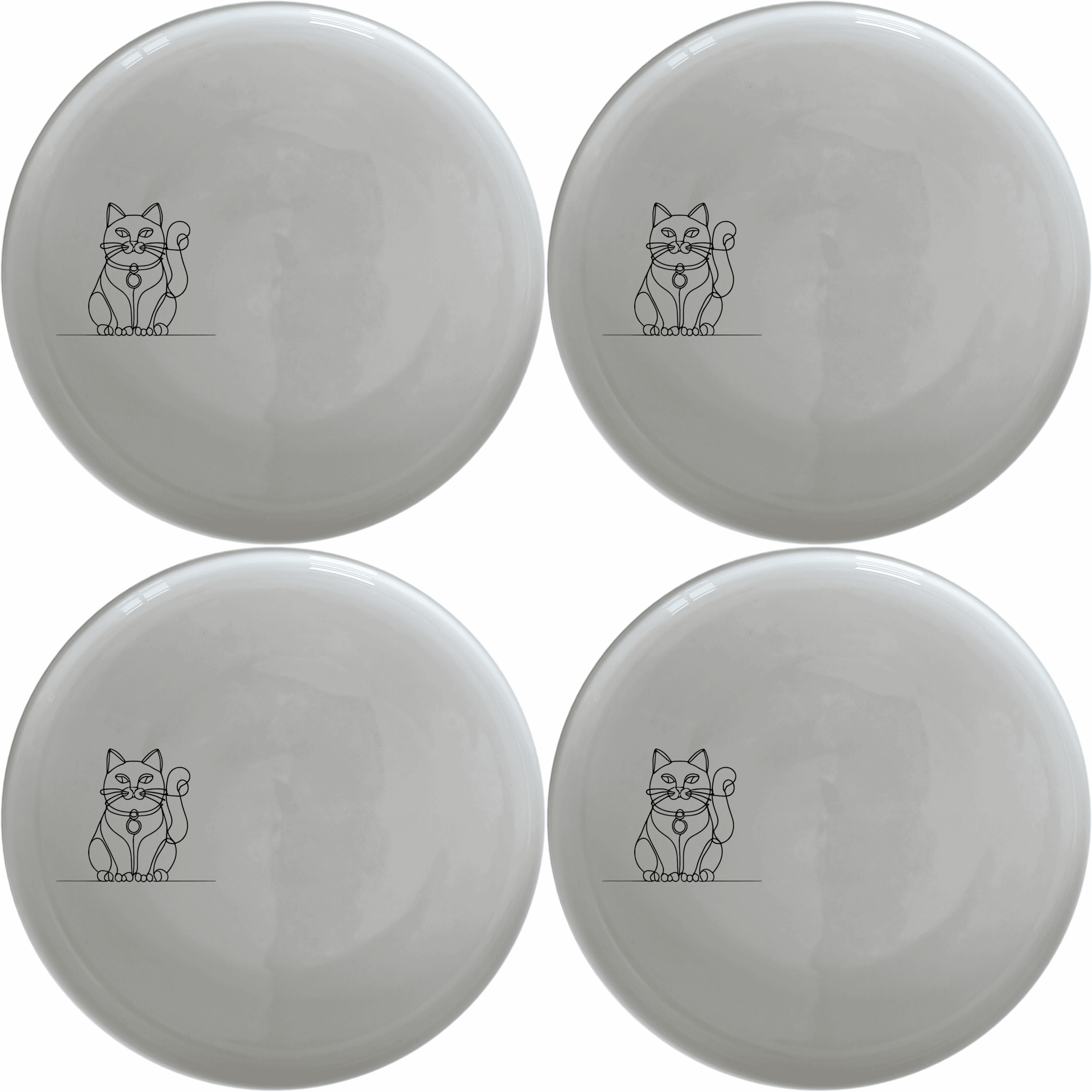The Chinese Fortune Cat Side Plate Set of 4 - Range 4 brings prosperity and good luck to your table. These elegant ceramic plates feature a traditional design.