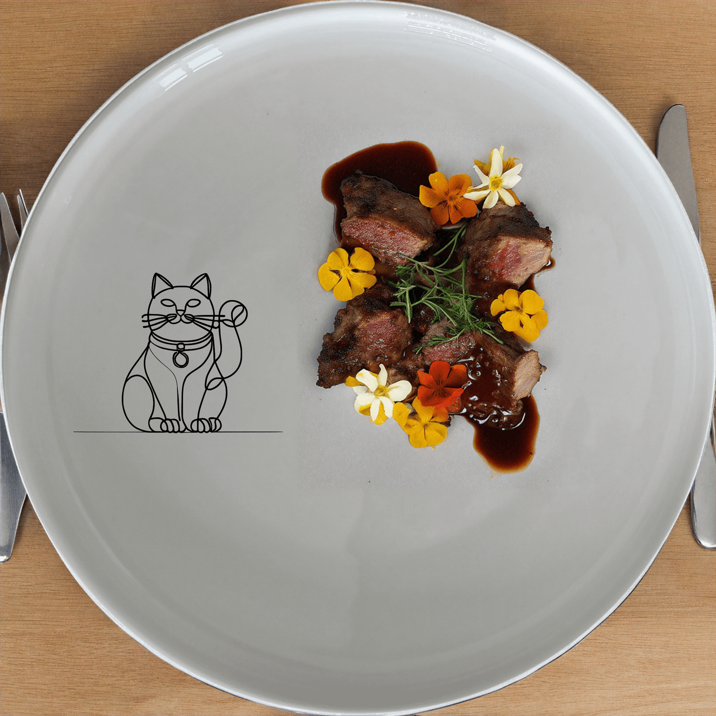 Chinese Fortune Cat Dinner Plate Set of 4 - Range 3 is a stylish and elegant set of dinner plates featuring a charming fortune cat design.