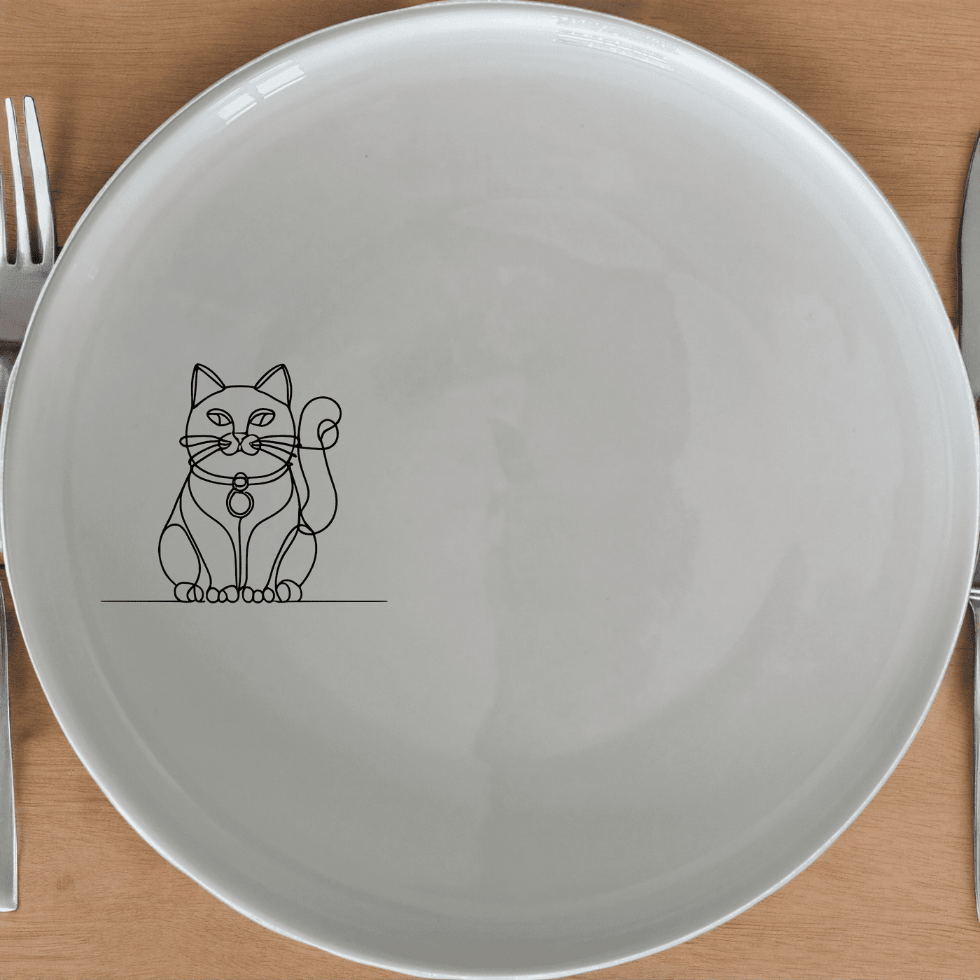 Chinese Fortune Cat Dinner Plate Set of 4 - Range 4 is a stylish and elegant set of four dinner plates featuring a traditional Chinese Fortune Cat design.