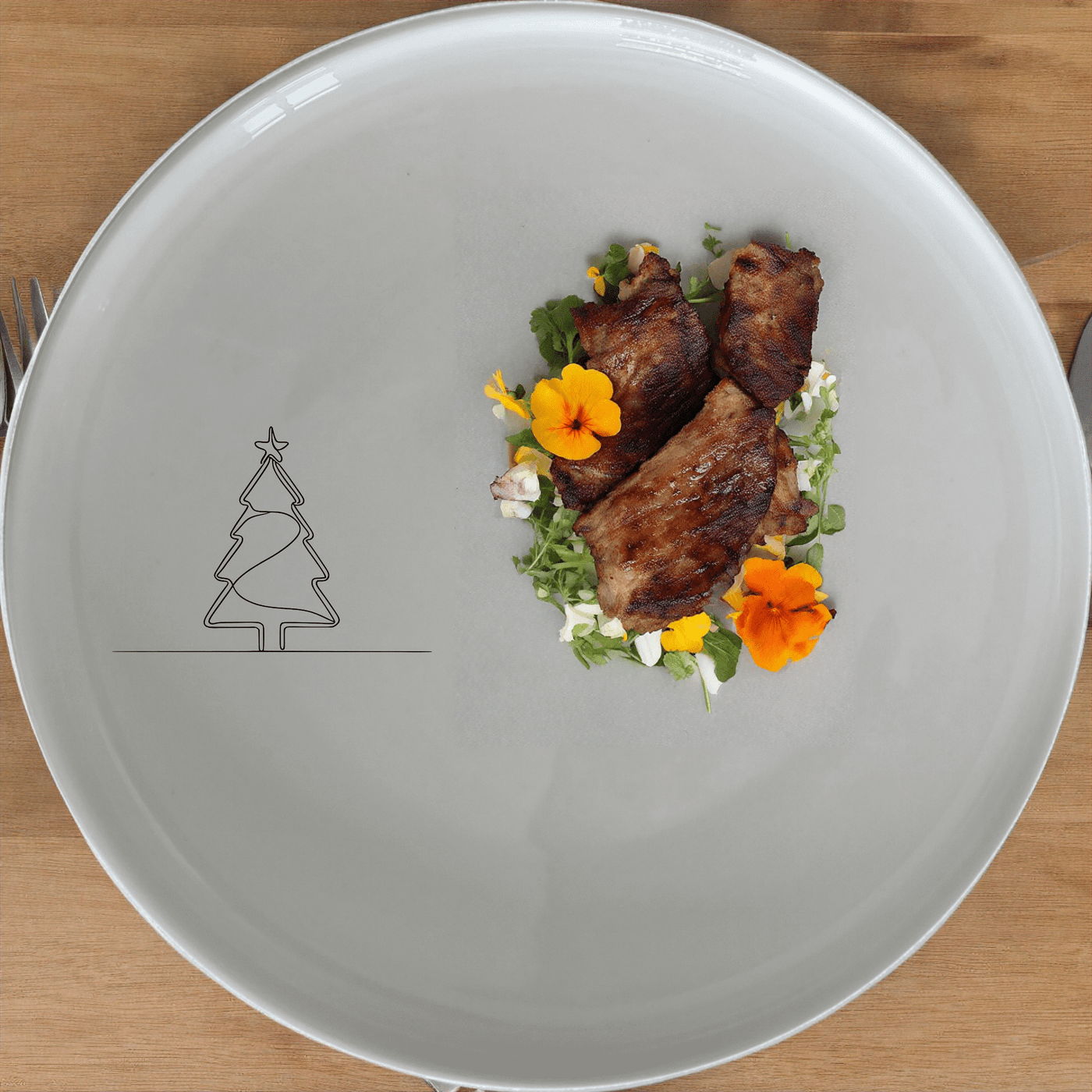 The Christmas Imagery Side Plate Set of 4 adds festive charm to your dining table with elegant Christmas tree designs.
