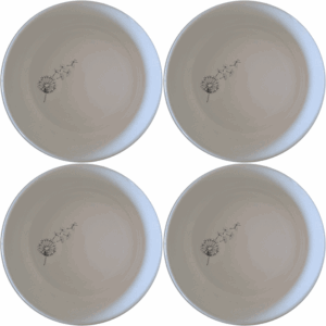 The Dandelion Seeds Wind Bowl Set of 4 features delicate laser-etched designs on white ceramic bowls, perfect for everyday use or special occasions.