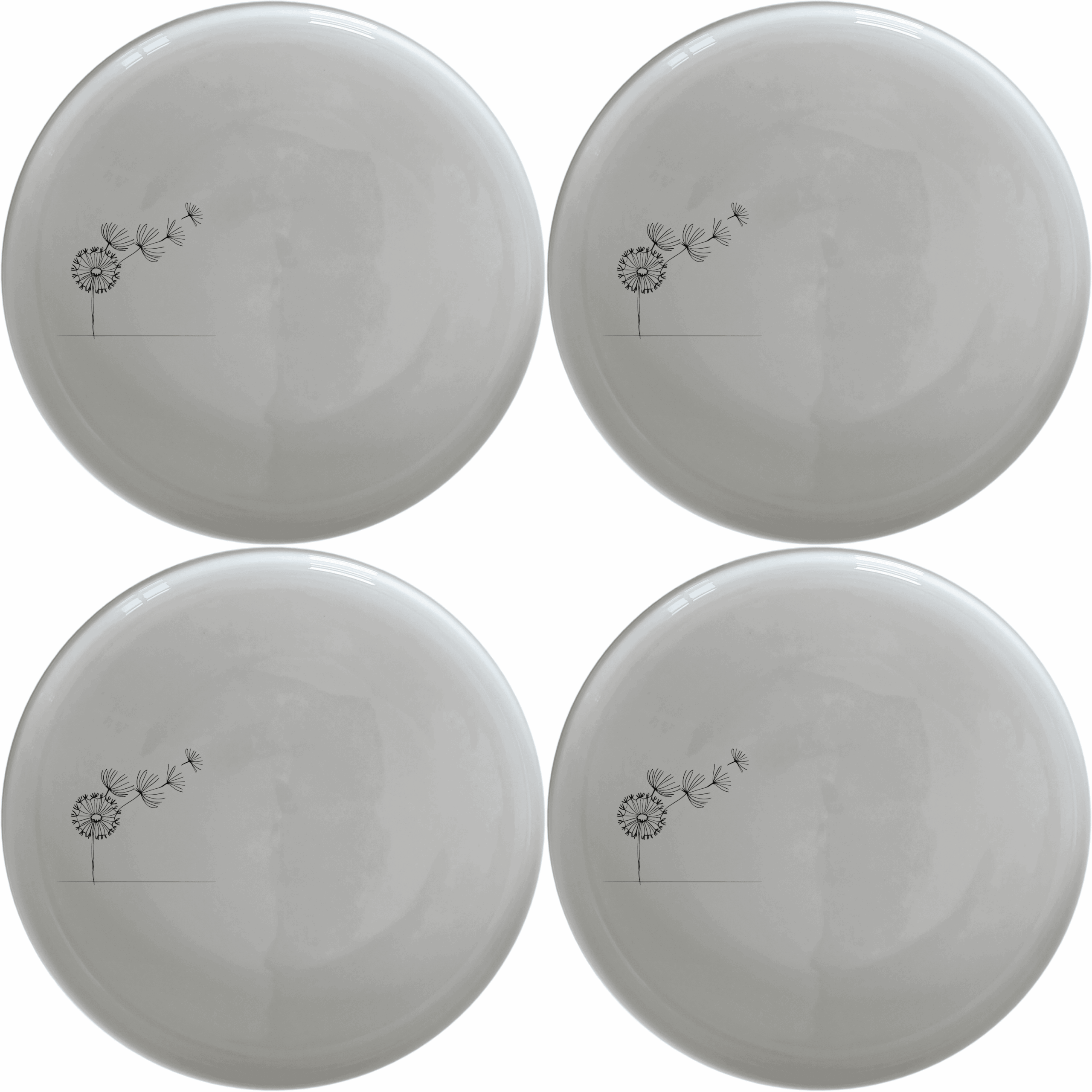 The Dandelion Seeds Side Plate Set of 4 features a delicate laser-etched design, perfect for everyday use or special occasions.