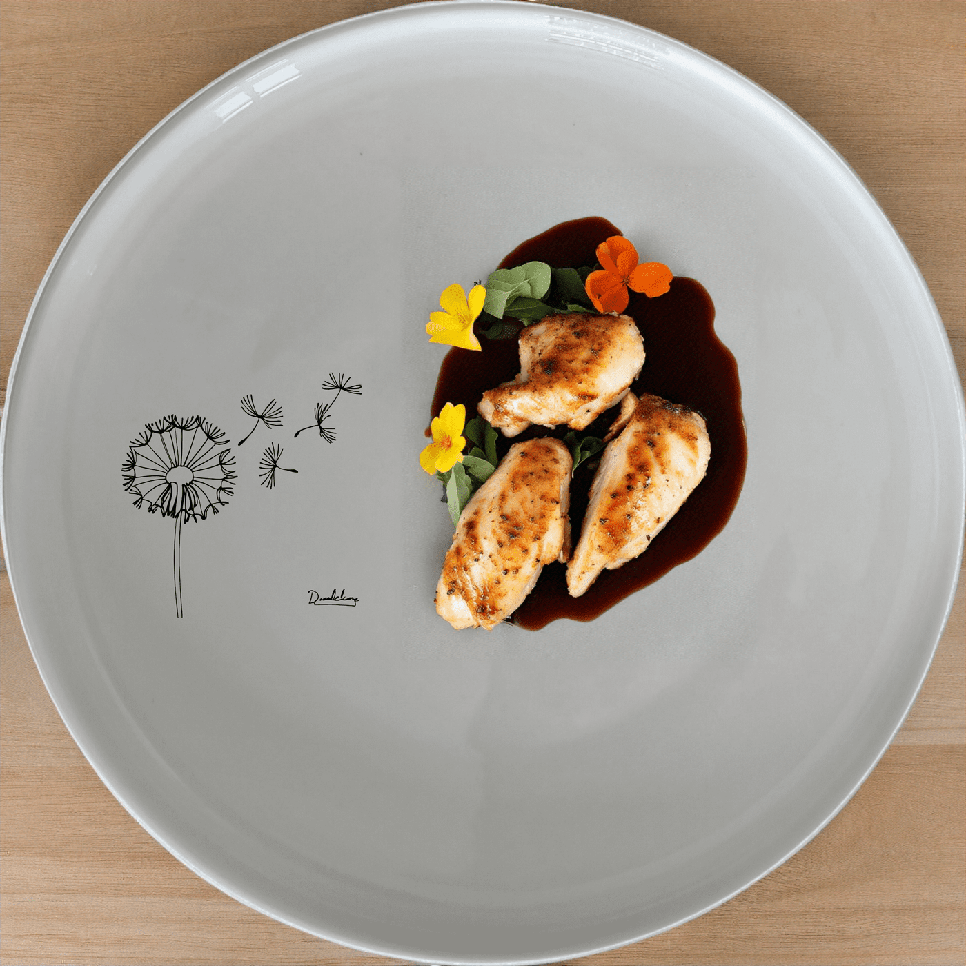 The Dandelion Seeds Wind Dinner Plate Set of 4 features delicate, nature-inspired designs perfect for any dining table.