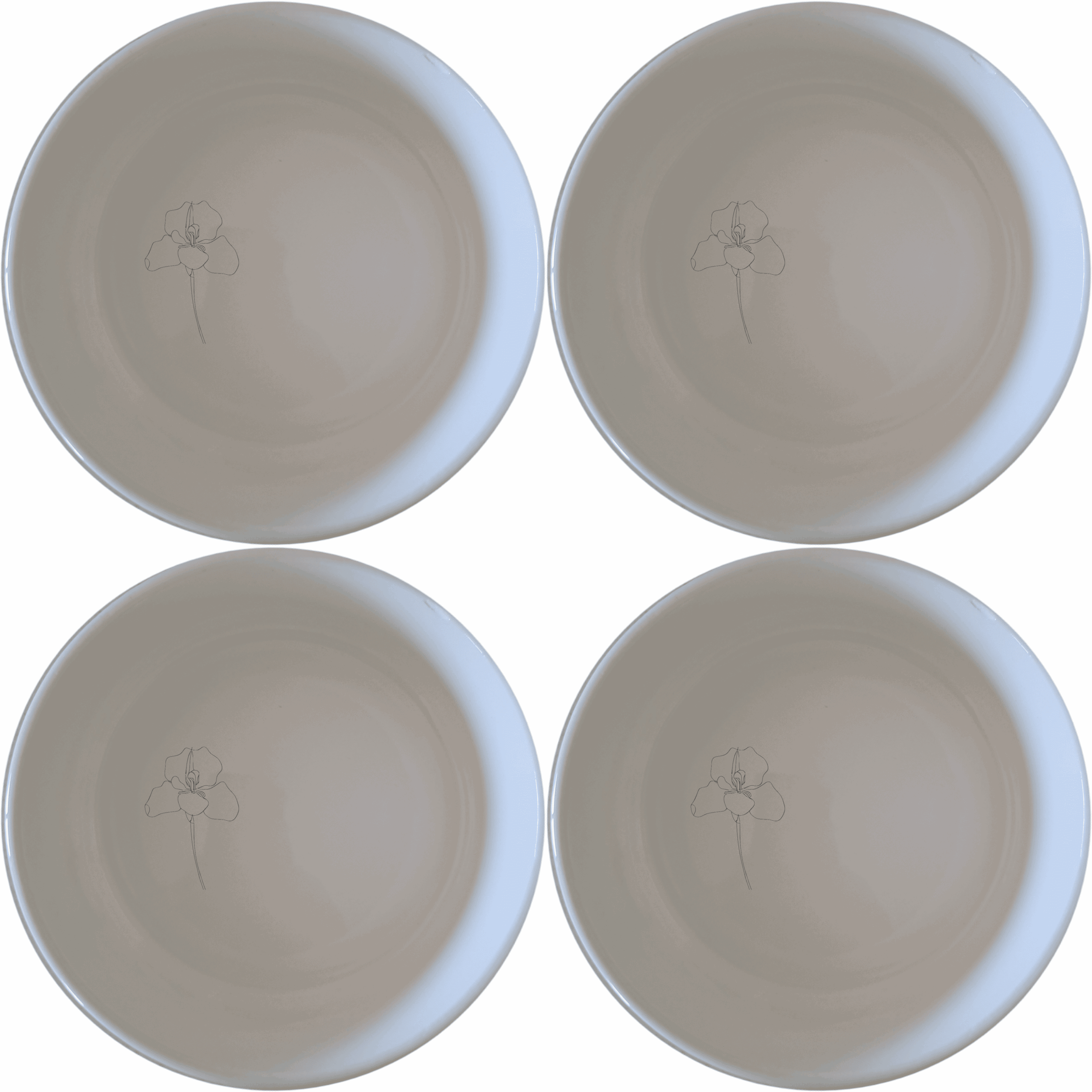 The Delicate Disa Flower Bowl Set of 4 adds a touch of elegance to your dining table with its subtle floral design.