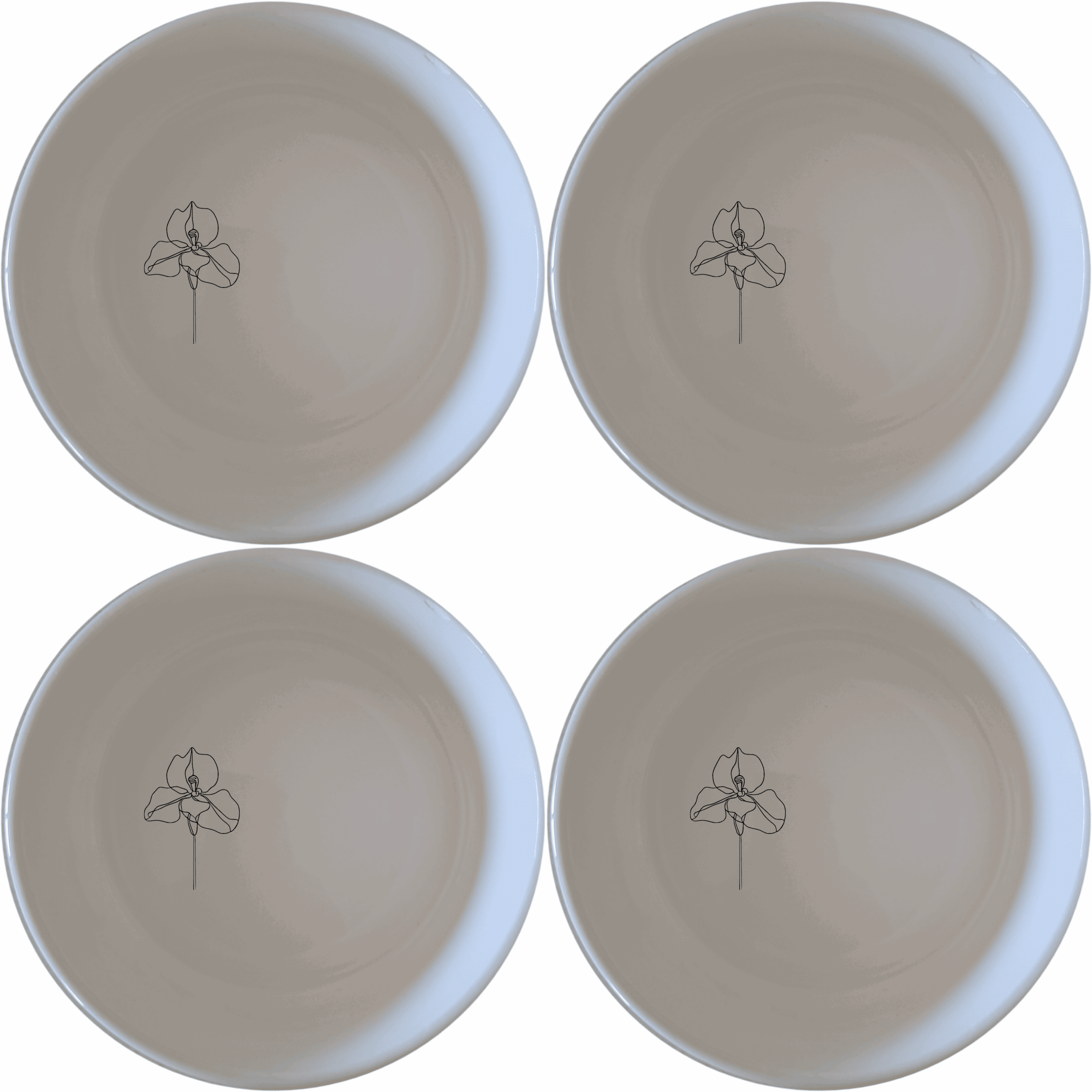 Delicate Disa Flower Bowl Set of 4 features a subtle floral design perfect for everyday use and special occasions.