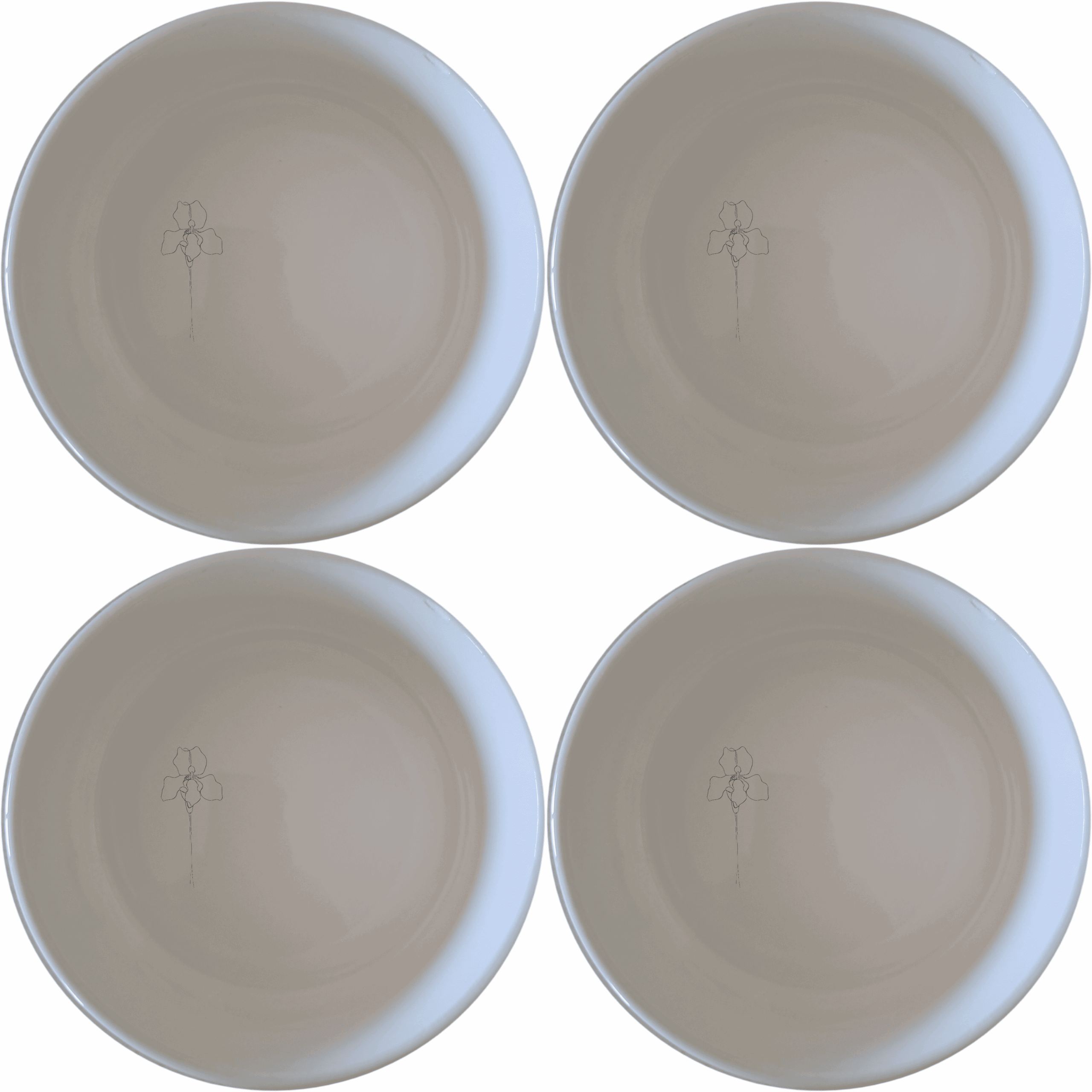 The Delicate Disa Flower Bowl Set of 4 features a subtle, elegant design perfect for any dining occasion.