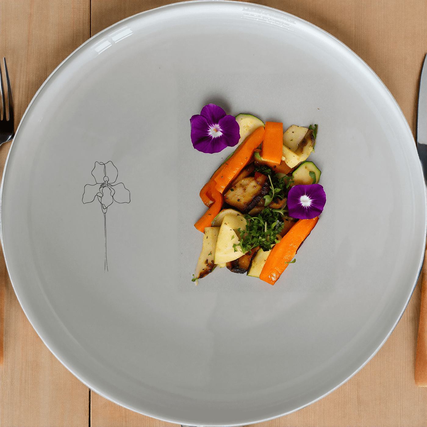 Delicate Disa Flower Dinner Plate Set of 4 offers a minimalist and elegant design perfect for any dining occasion.