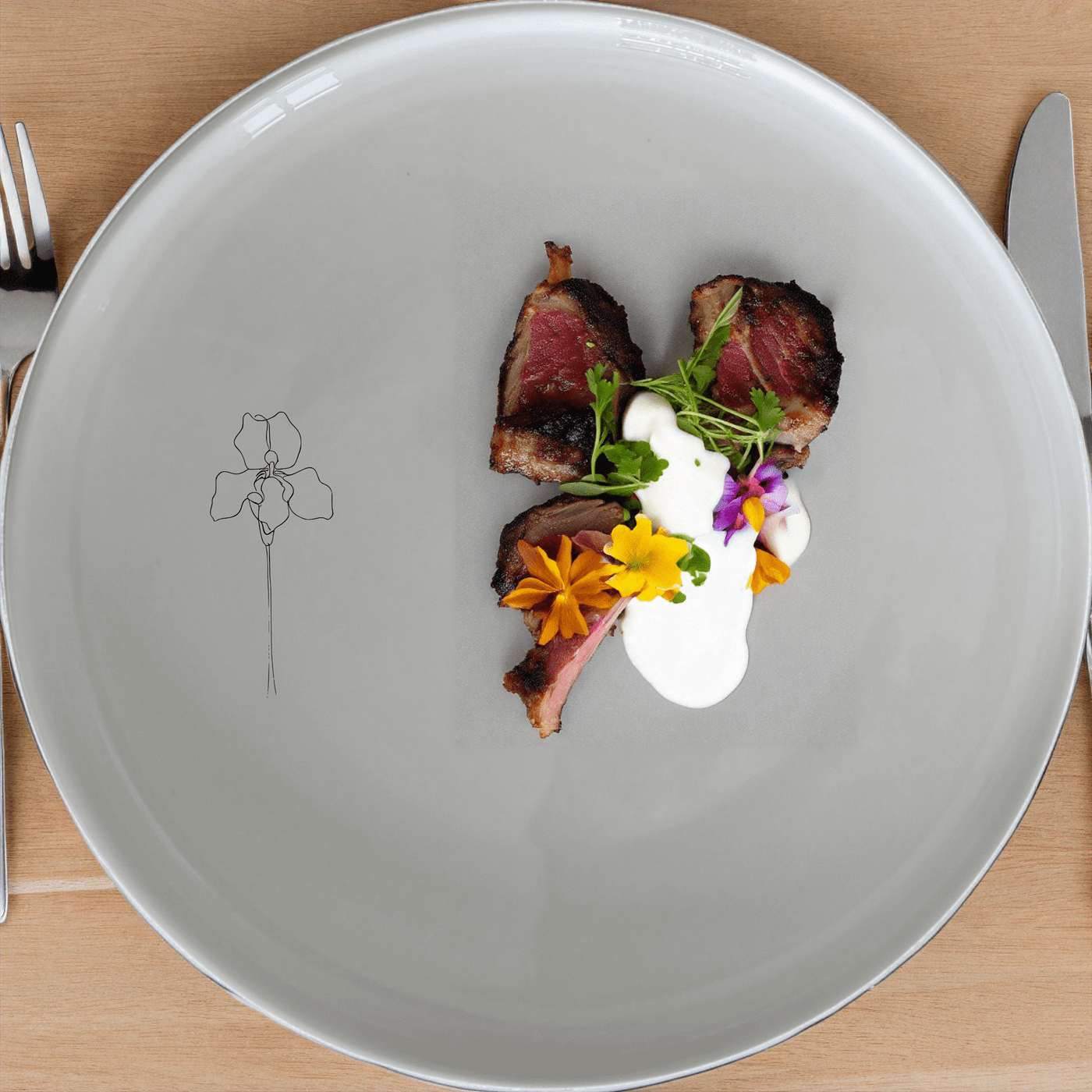 Delicate Disa Flower Side Plate Set of 4 offers a minimalist design perfect for everyday dining or special occasions.