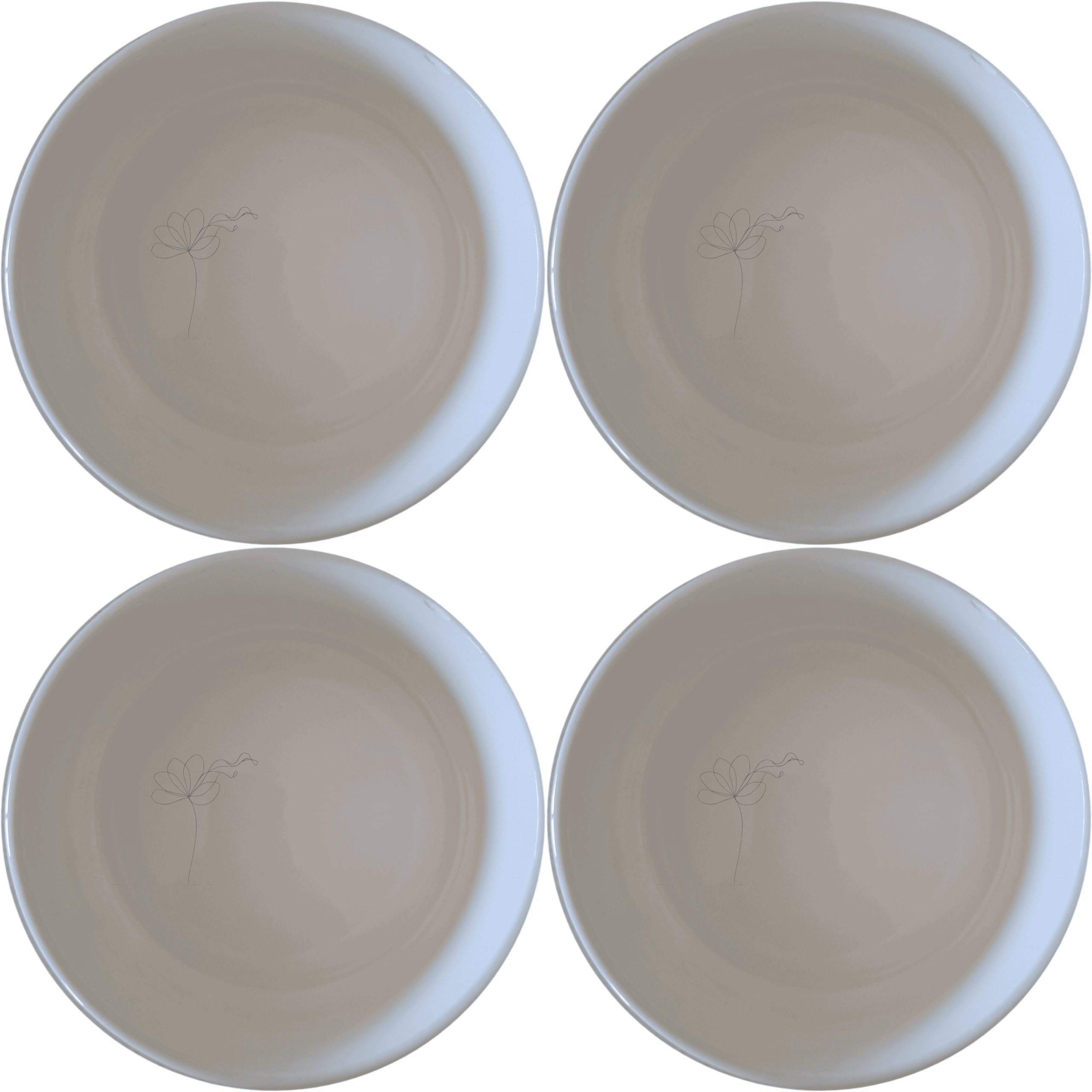 The Delicate Flower Petals Bowl Set of 4 features a minimalist design with subtle floral etchings, perfect for everyday use or special occasions.
