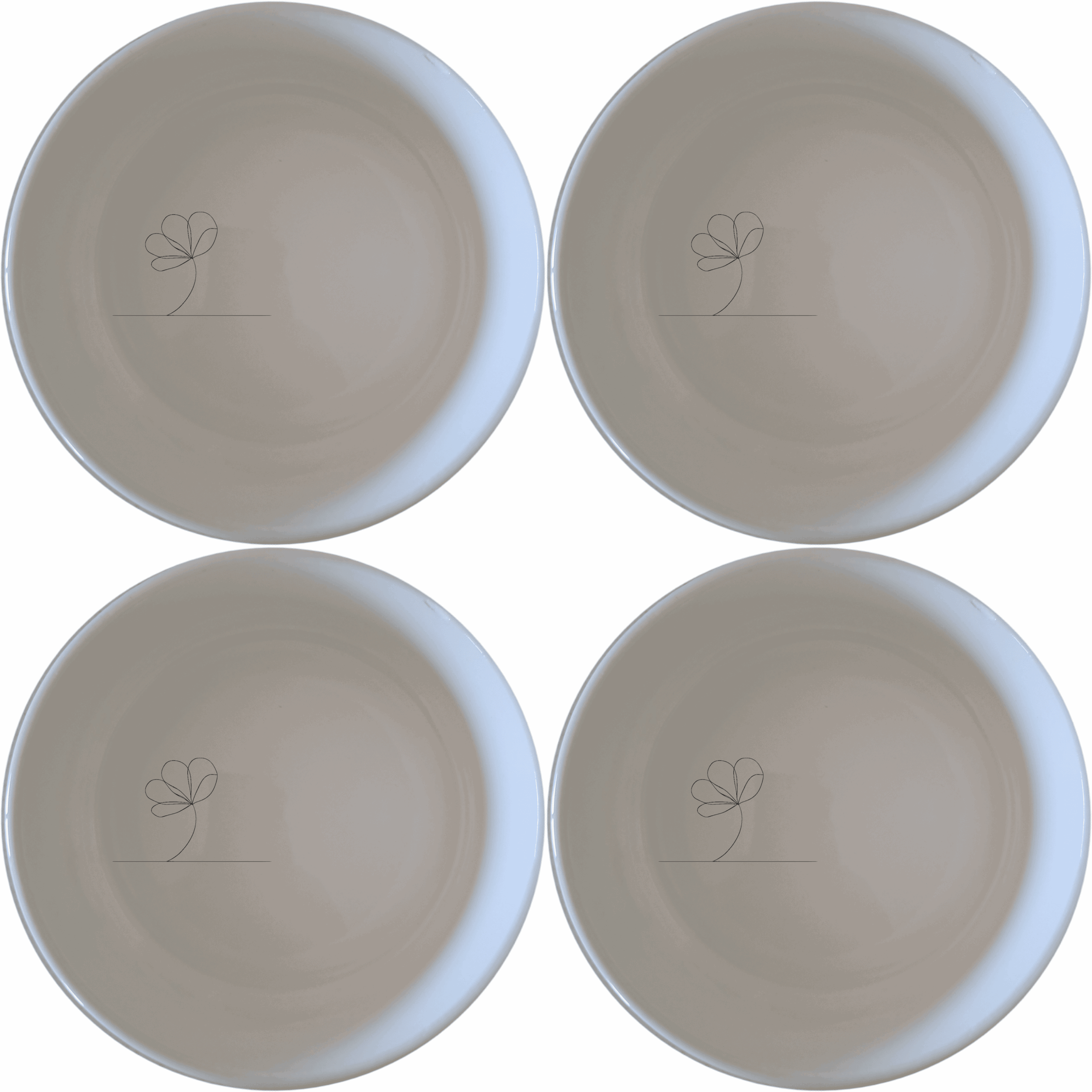 The Delicate Flower Petals Bowl Set of 4 features a minimalist design with subtle floral etching, perfect for everyday use or special occasions.