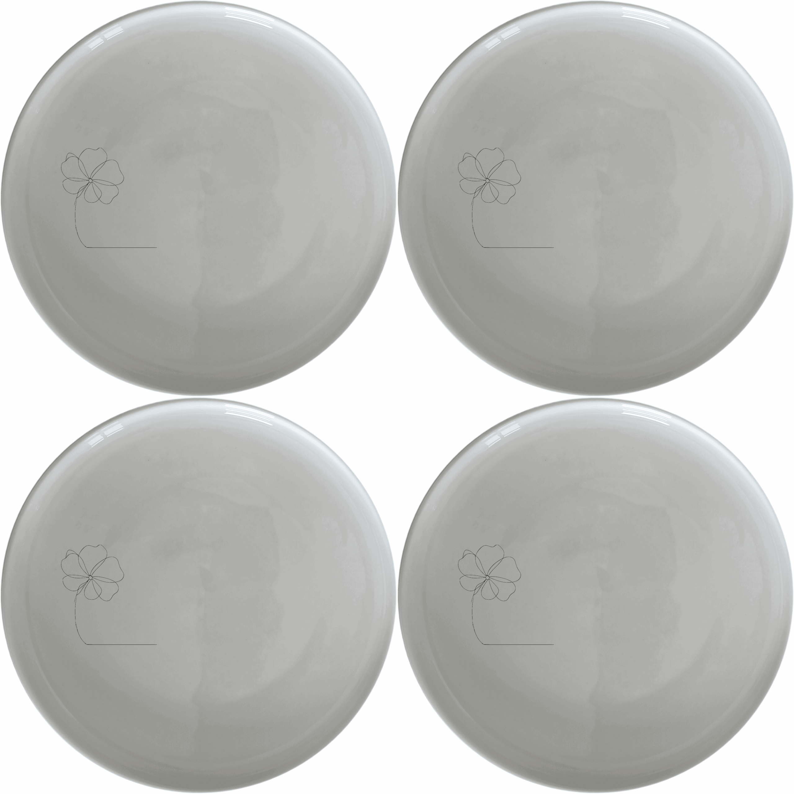The Delicate Flower Petals Dinner Plate Set of 4 features a subtle, elegant design perfect for any dining occasion.