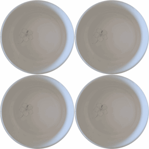 The Delicate Hibiscus Flower Bowl Set of 4 adds a touch of nature to your table setting with its subtle floral design.