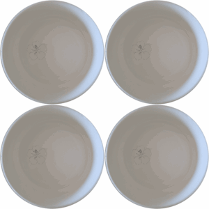 The Delicate Hibiscus Flower Bowl Set of 4 features a subtle, elegant design perfect for any dining occasion.