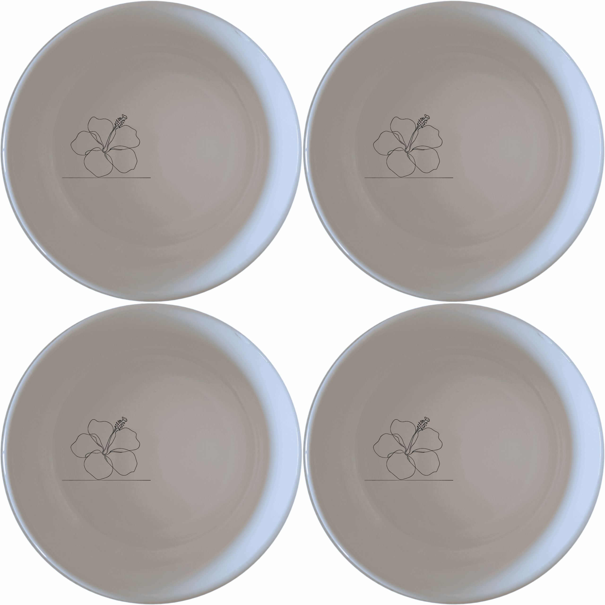 The Delicate Hibiscus Flower Bowl Set of 4 adds a touch of elegance to your dining table with its subtle floral design.