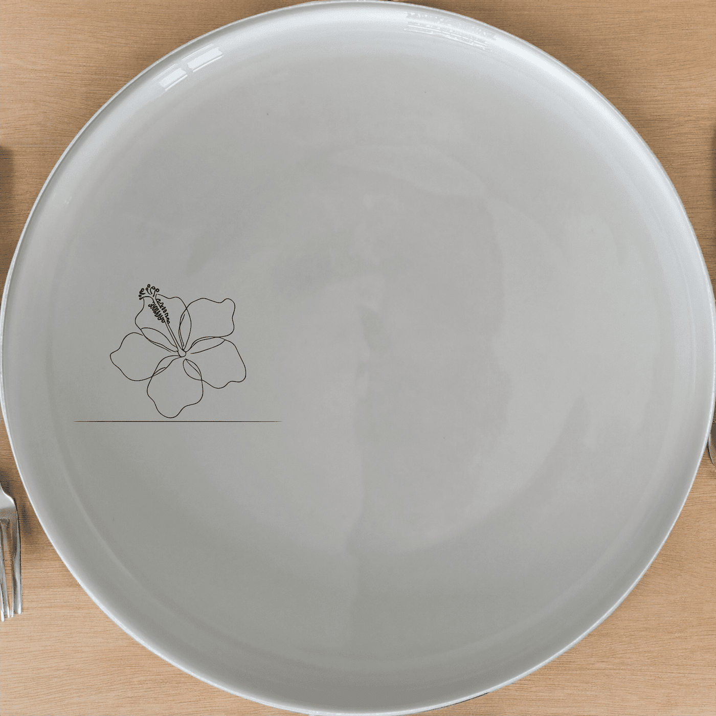 The Delicate Hibiscus Flower Dinner Plate Set of 4 features a subtle, elegant design perfect for any dining occasion.