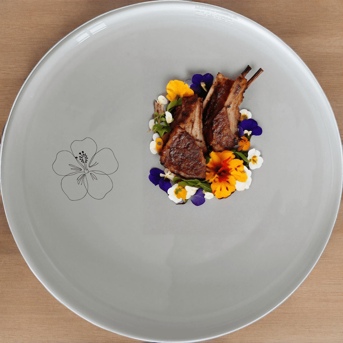 The Delicate Hibiscus Flower Dinner Plate Set of 4 adds a touch of elegance to any dining table with its subtle floral design.