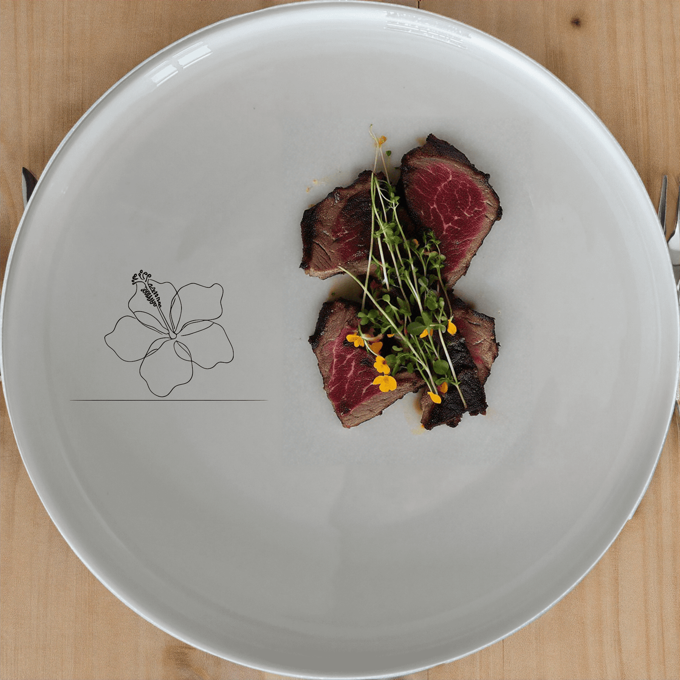 The Delicate Hibiscus Flower Side Plate Set of 4 adds a touch of elegance to any dining table with its subtle floral design.