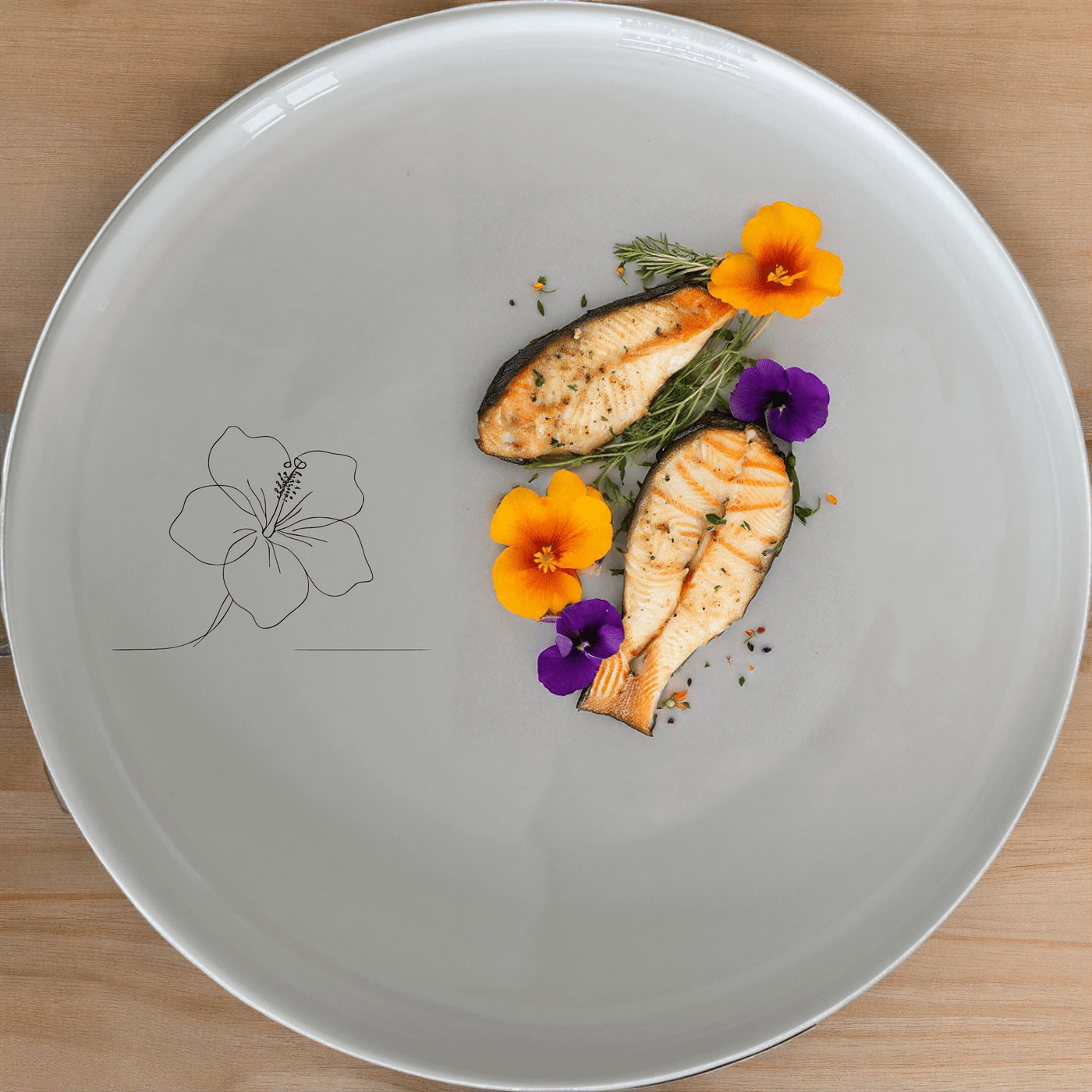 The Delicate Hibiscus Flower Side Plate Set of 4 adds a touch of elegance to your dining table with its subtle floral design.