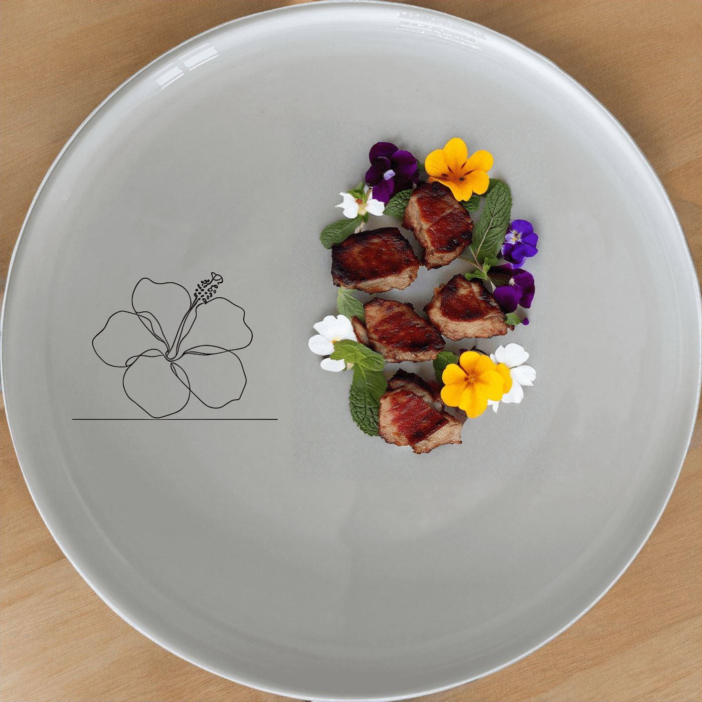 The Delicate Hibiscus Flower Side Plate Set of 4 adds a touch of elegance to your dining table with its subtle floral design.