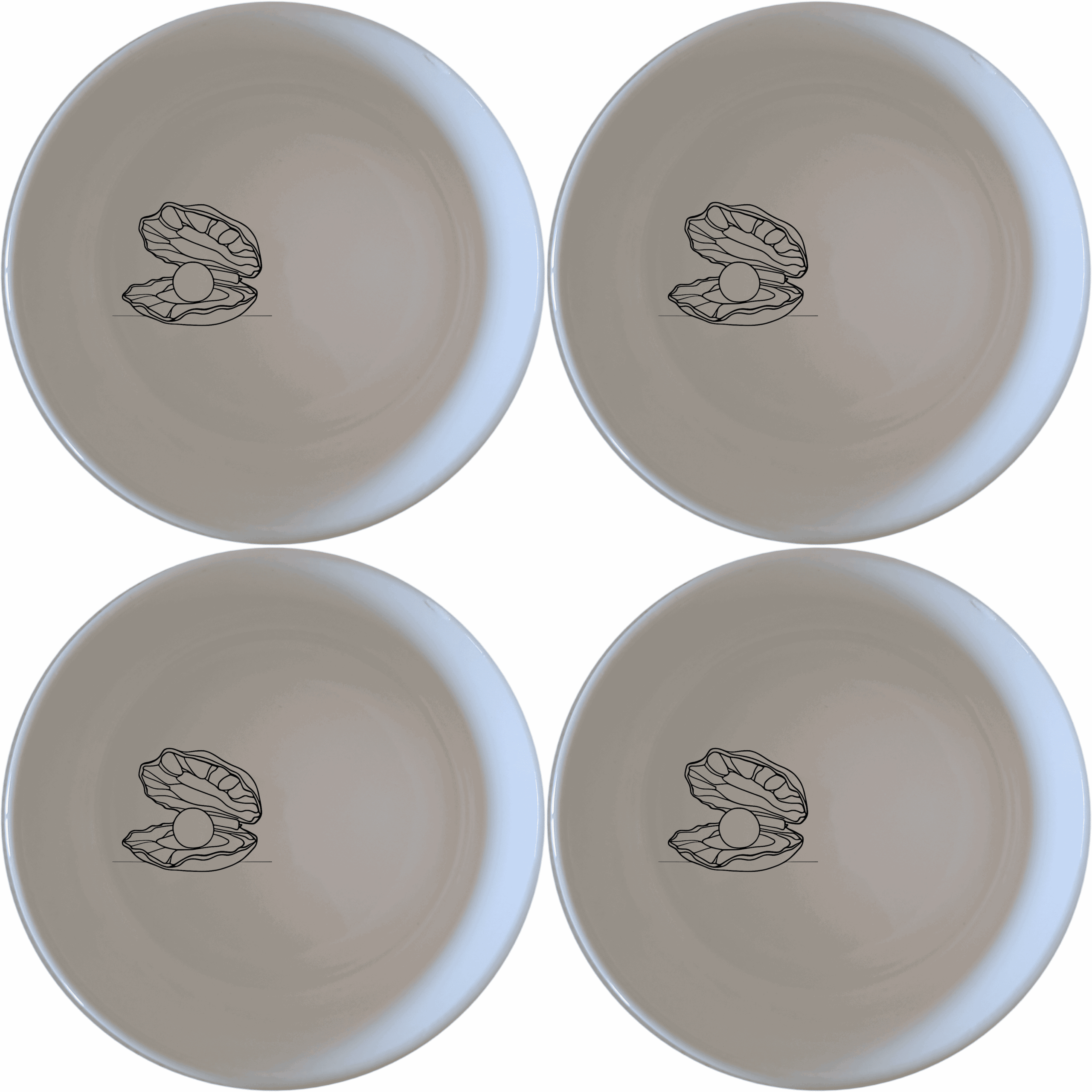 The Delicate Pearl Oyster Bowl Set of 4 features a subtle oyster design, perfect for adding a touch of elegance to your dining experience.