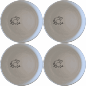 The Delicate Pearl Oyster Bowl Set of 4 features a subtle oyster design, perfect for adding a touch of sophistication to your dining experience.