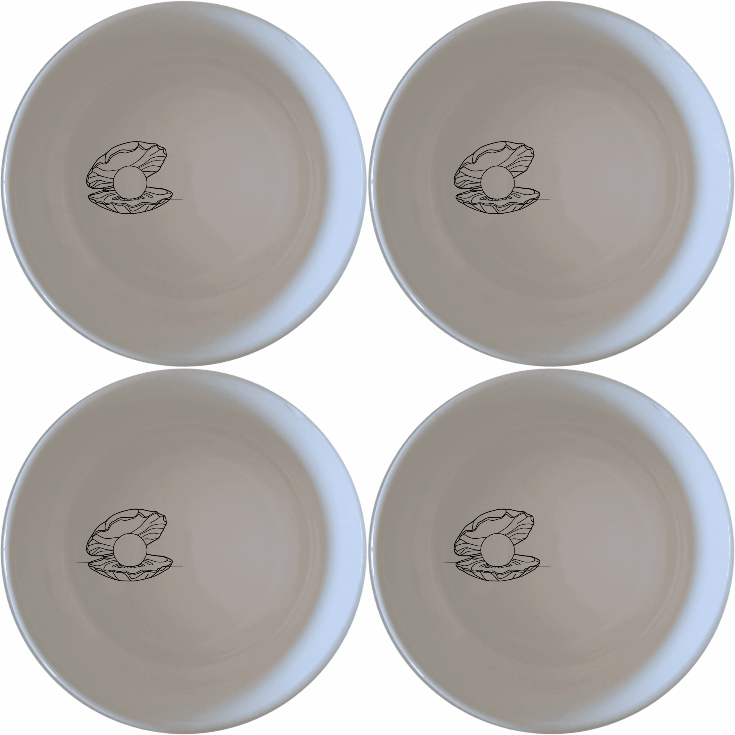 The Delicate Pearl Oyster Bowl Set of 4 features a subtle oyster design, perfect for adding a touch of sophistication to your dining experience.