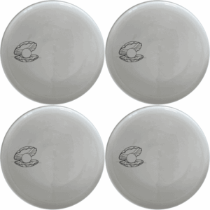 The Delicate Pearl Oyster Dinner Plate Set of 4 features an elegant design perfect for any dining occasion.