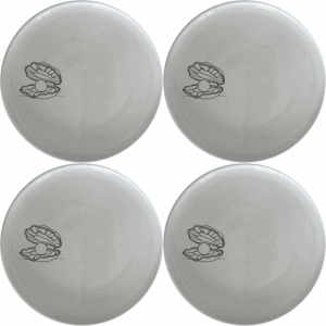 The Delicate Pearl Oyster Side Plate Set of 4 features an elegant design perfect for any dining occasion.