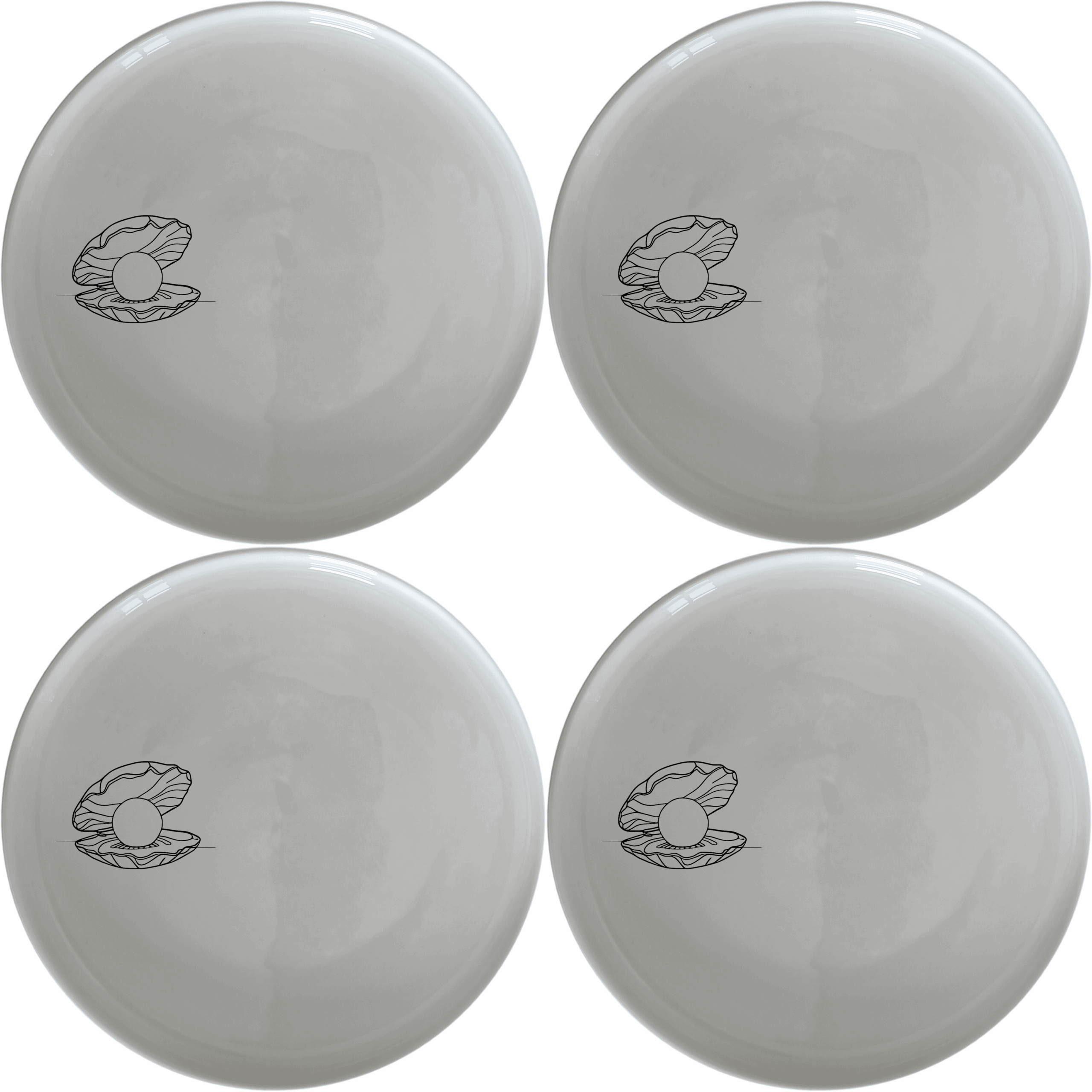 The Delicate Pearl Oyster Side Plate Set of 4 features a subtle, elegant design perfect for any dining occasion.