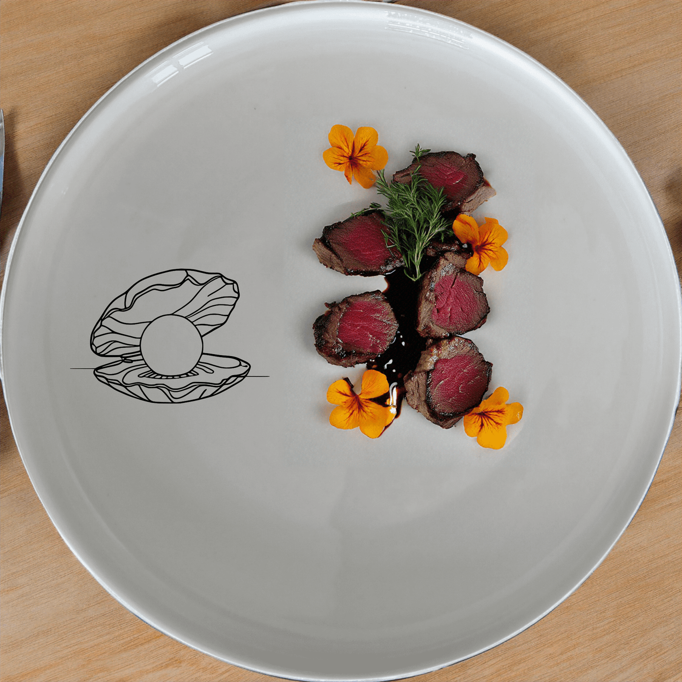 The Delicate Pearl Oyster Dinner Plate Set of 4 features an elegant design perfect for any dining occasion.