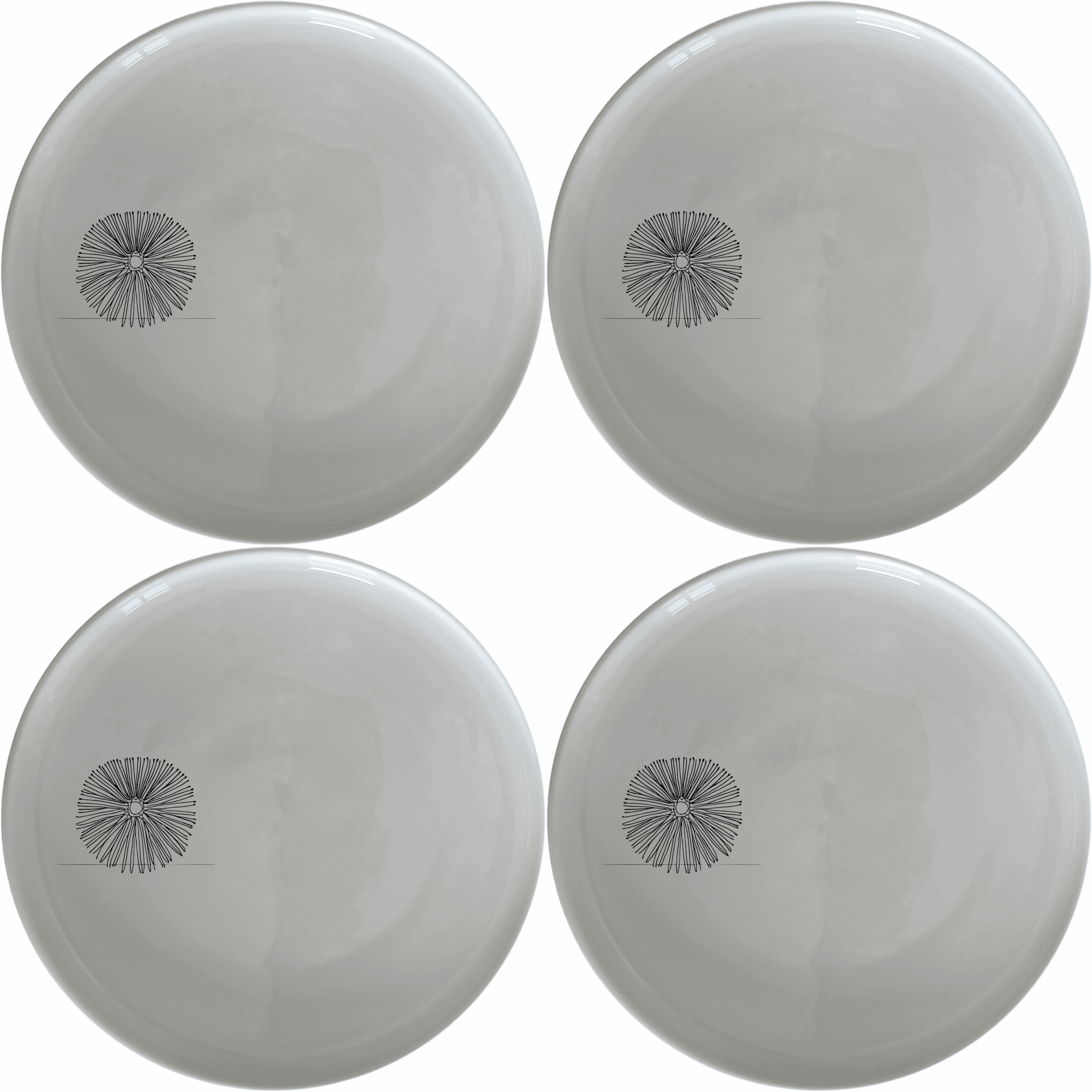 The Delicate Sea Urchins Side Plate Set of 4 features intricate laser-etched designs for a touch of elegance and sophistication in your dining experience.