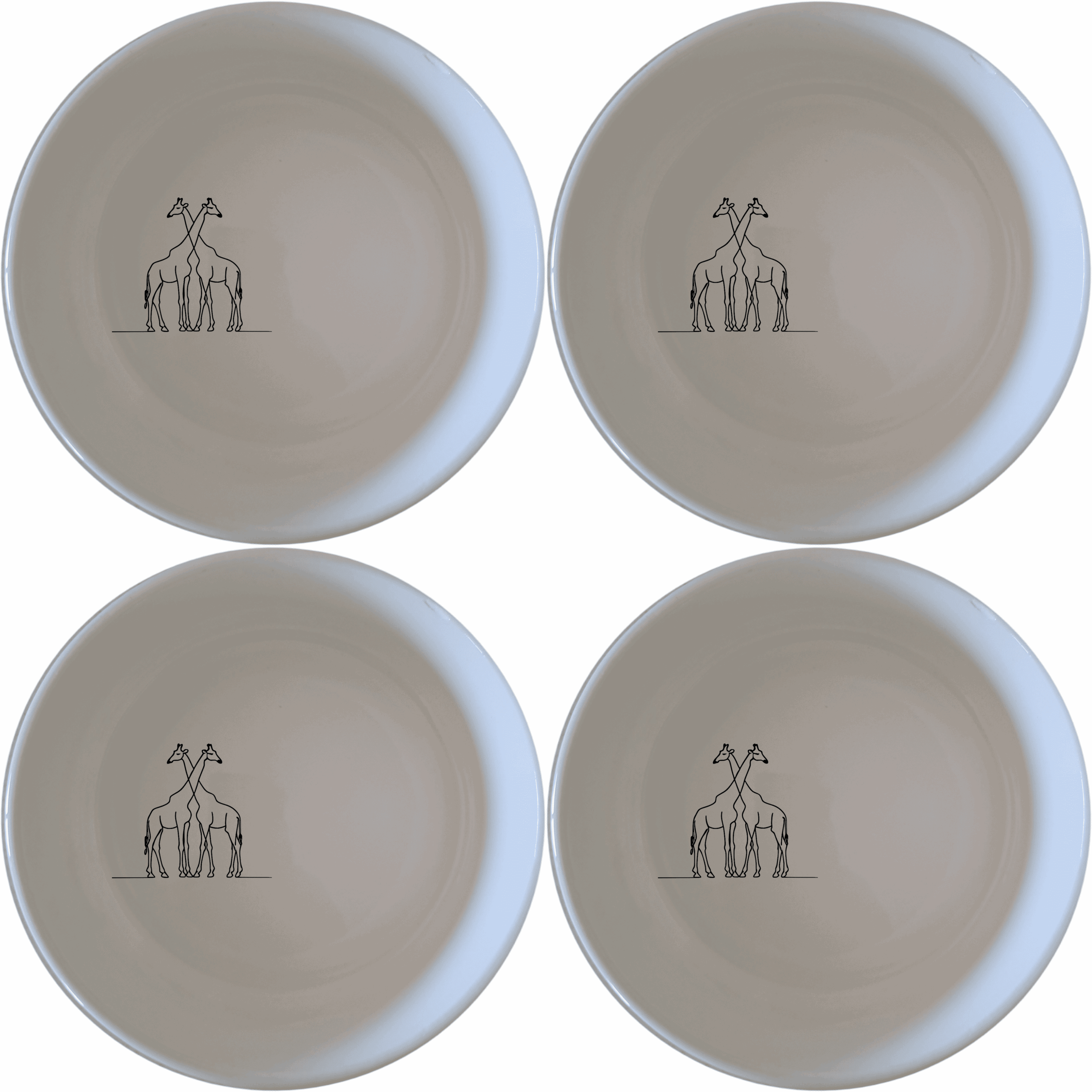 The Elongated Intertwined Giraffes Bowl Set of 4 features a unique design perfect for modern dining and everyday use.