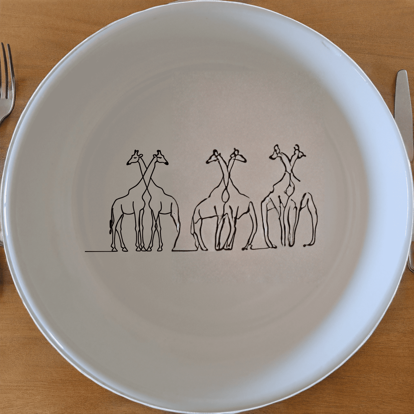 The Elongated Intertwined Giraffes Bowl Set of 4 features a unique design perfect for modern dining and everyday use.