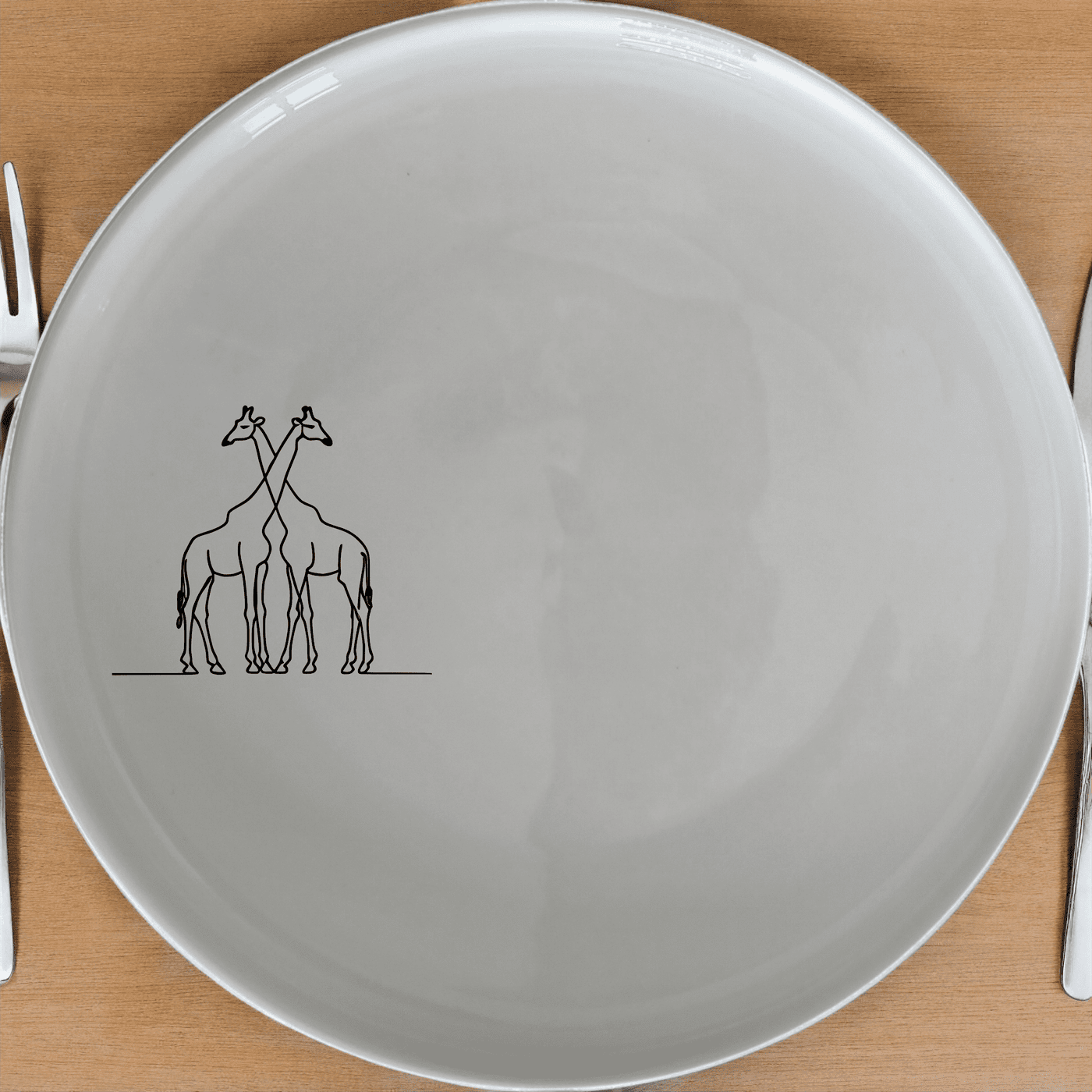 Discover the Elongated Intertwined Giraffes Dinner Plate Set of 4, a stunning addition to your dining collection.