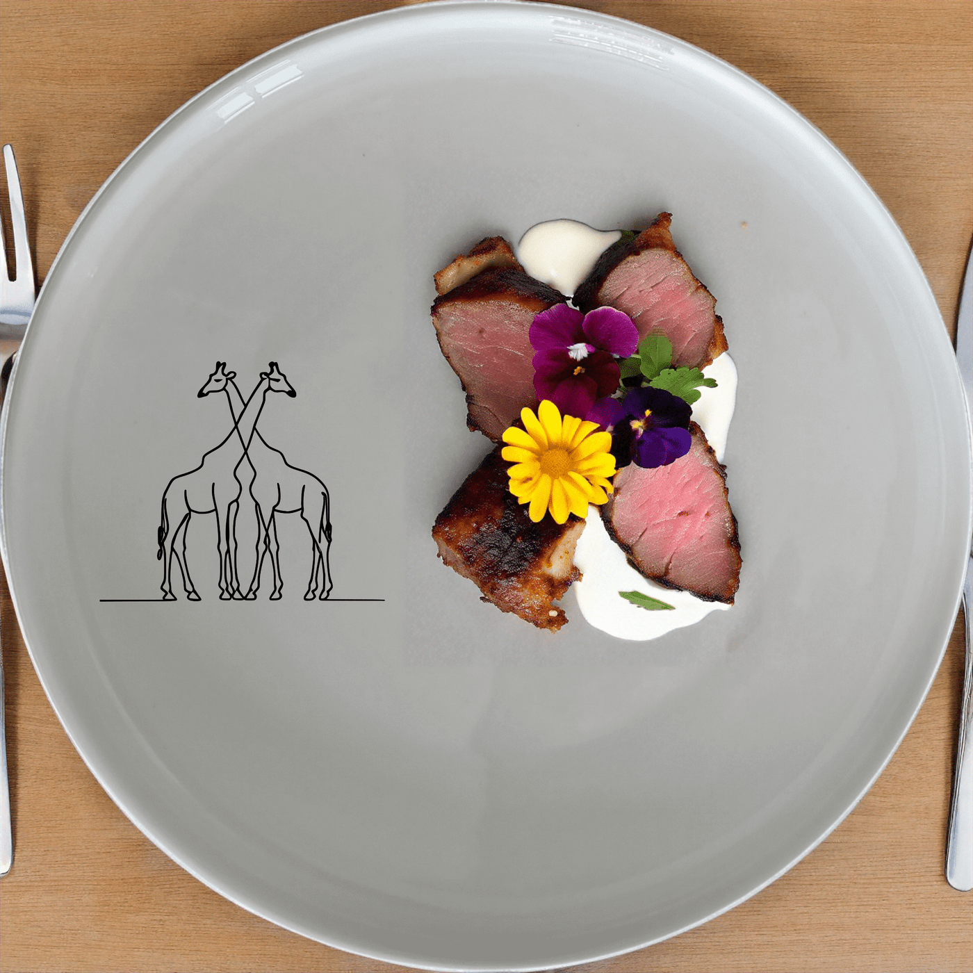 Discover the Elongated Intertwined Giraffes Dinner Plate Set of 4, a stunning addition to your dining collection.