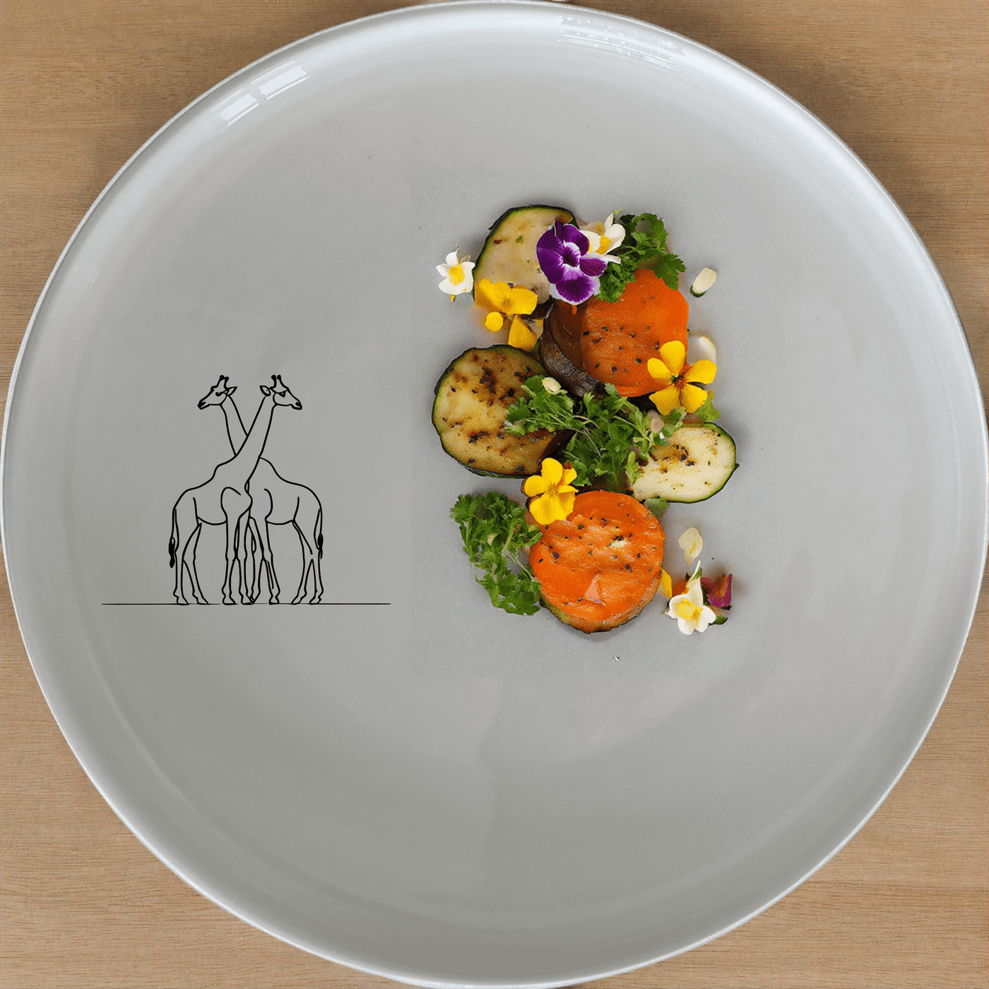 The Elongated Intertwined Giraffes Dinner Plate Set of 4 features a unique design that adds a touch of elegance to any dining table.