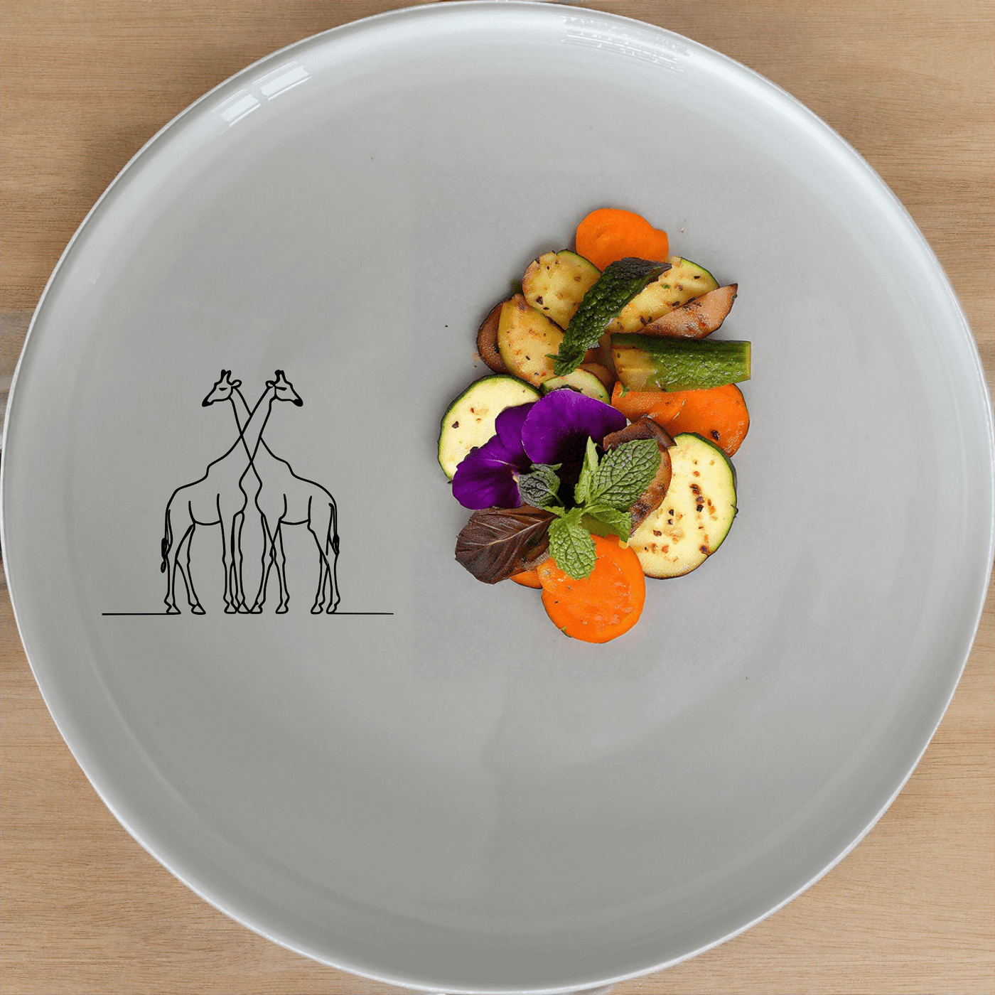 Elongated Intertwined Giraffes Side Plate Set of 4 offers a unique and stylish addition to any dining table, perfect for modern and contemporary home decor.