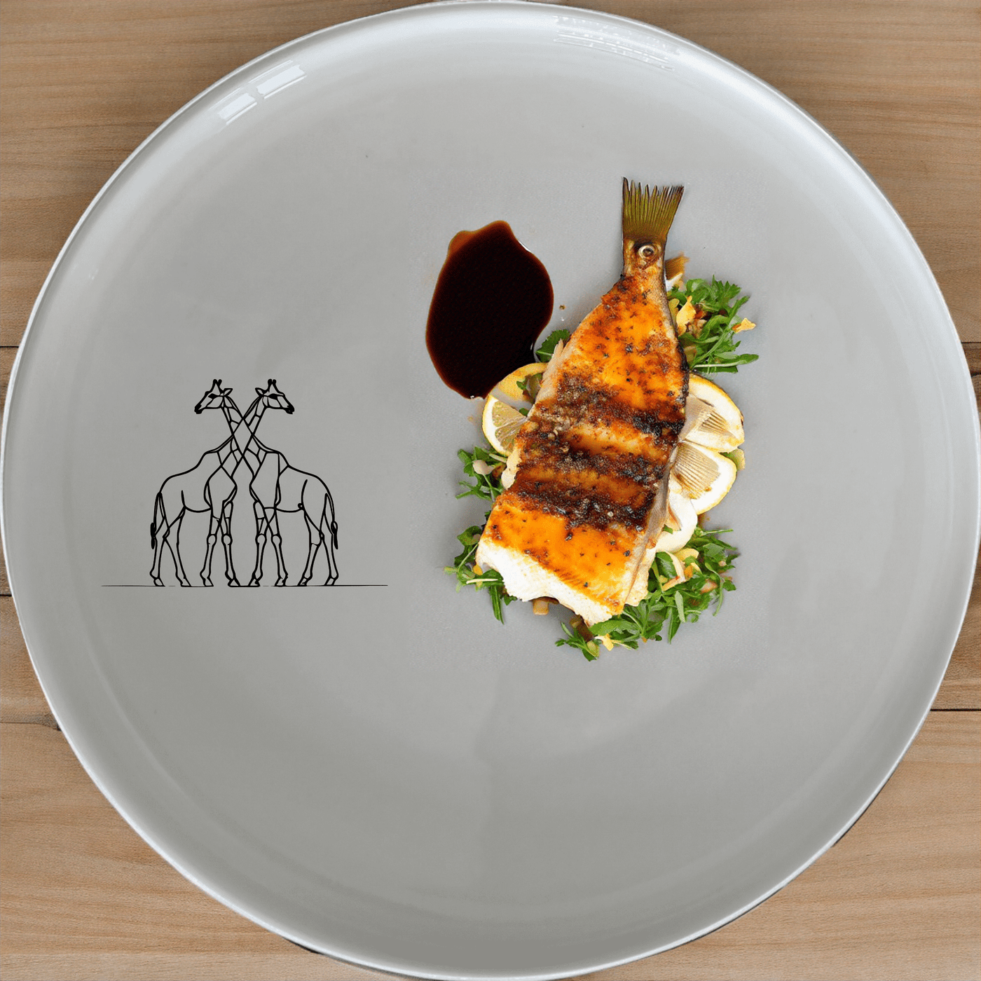 The Elongated Intertwined Girraffes Side Plate Set of 4 features a unique design perfect for modern dining. Crafted from ceramic, these plates are both stylish and functional.