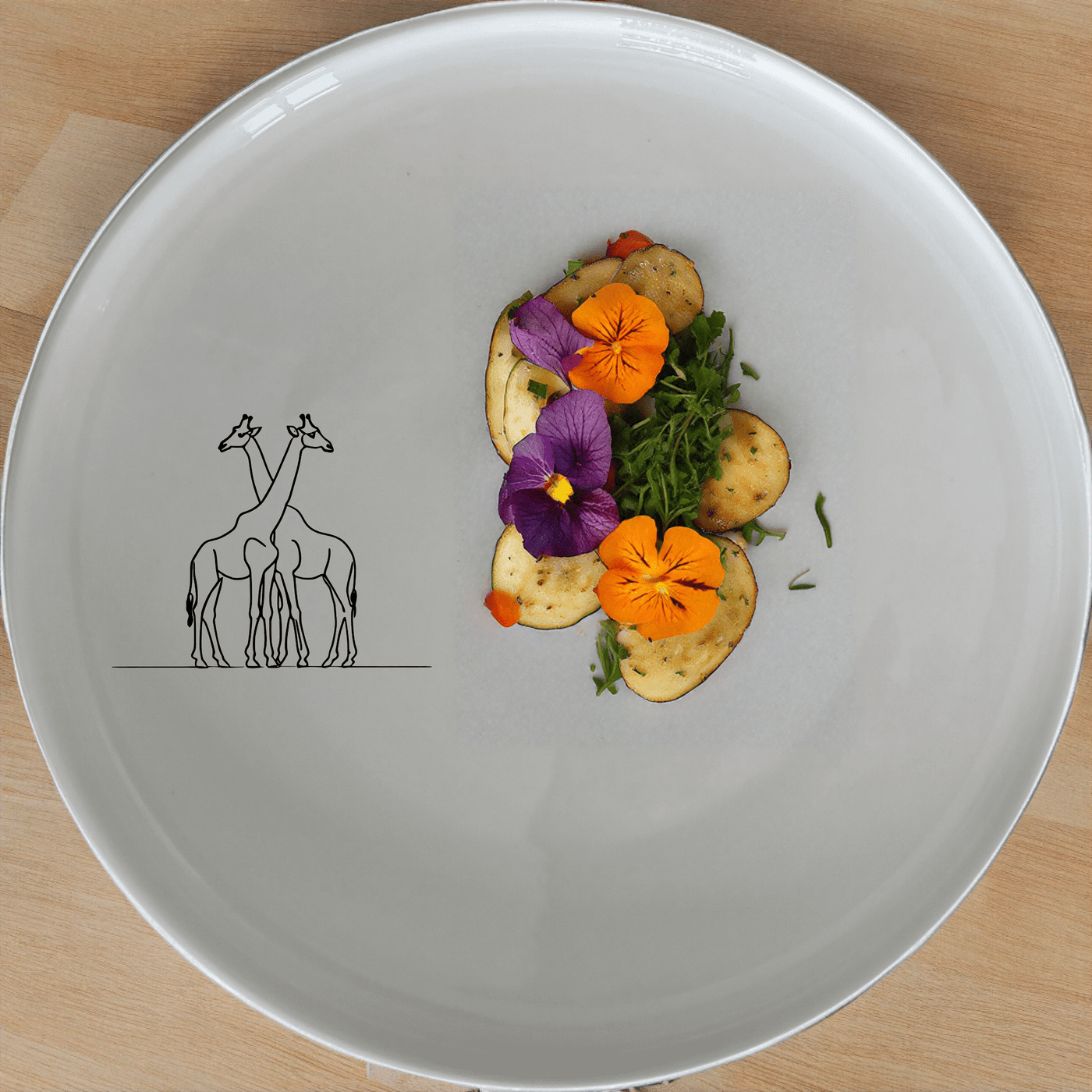 The Elongated Intertwined Girraffes Side Plate Set of 4 features a unique design perfect for any modern kitchen.