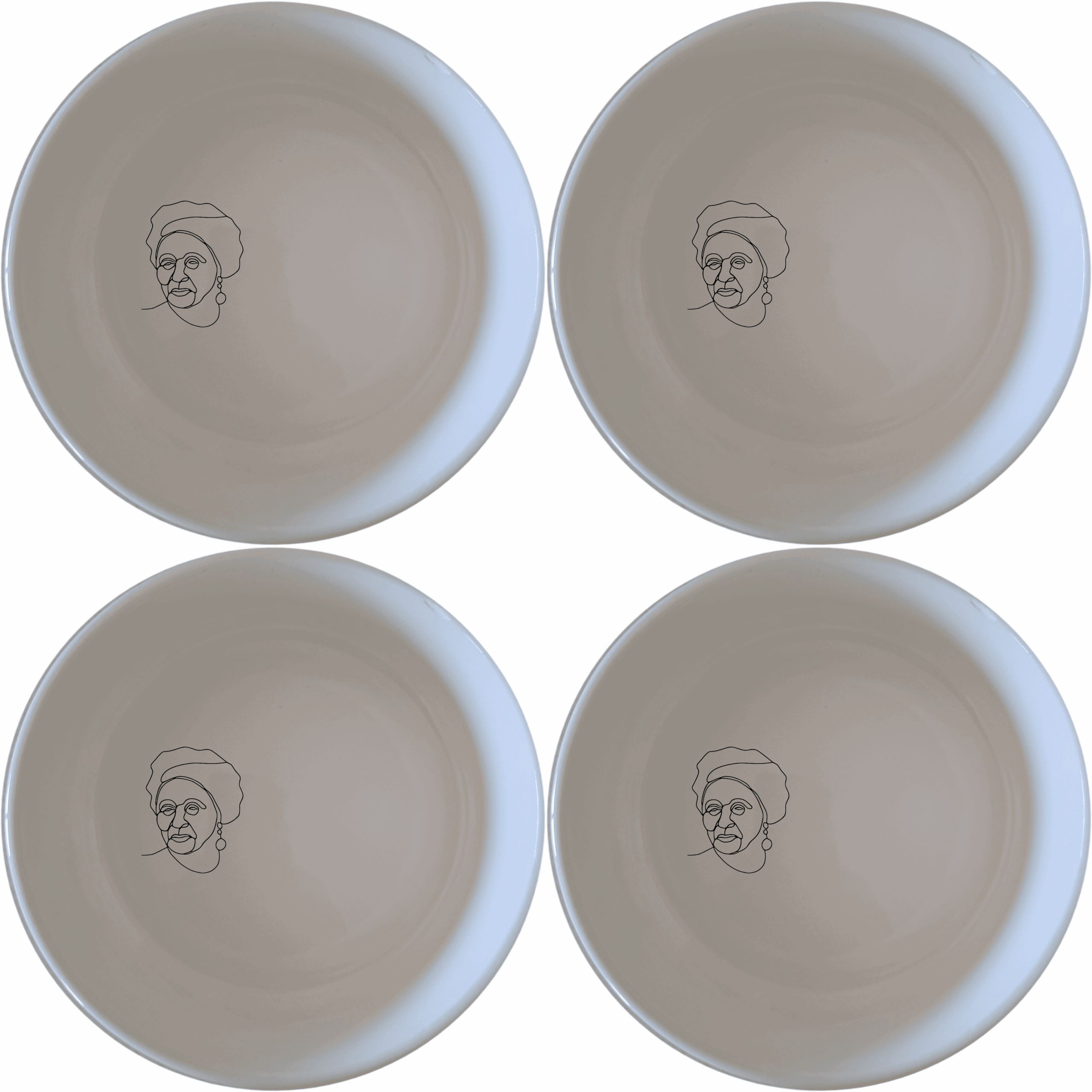 The Face Of Old African Woman Bowl Set of 4 features a striking silhouette design, perfect for adding a touch of cultural elegance to your dining experience.