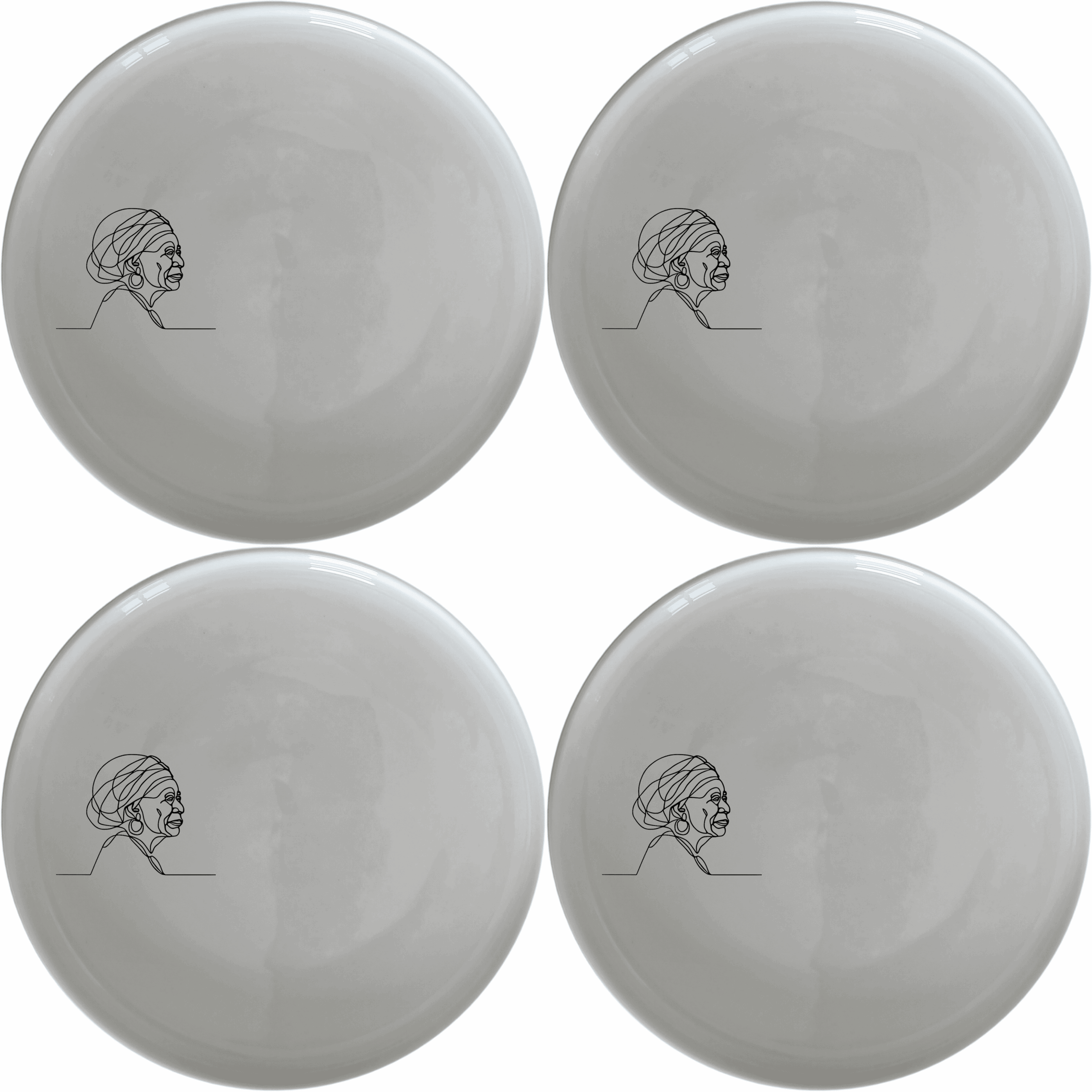 The Face Old African Woman Dinner Plate Set of 4 is a striking and culturally rich addition to any dining collection.