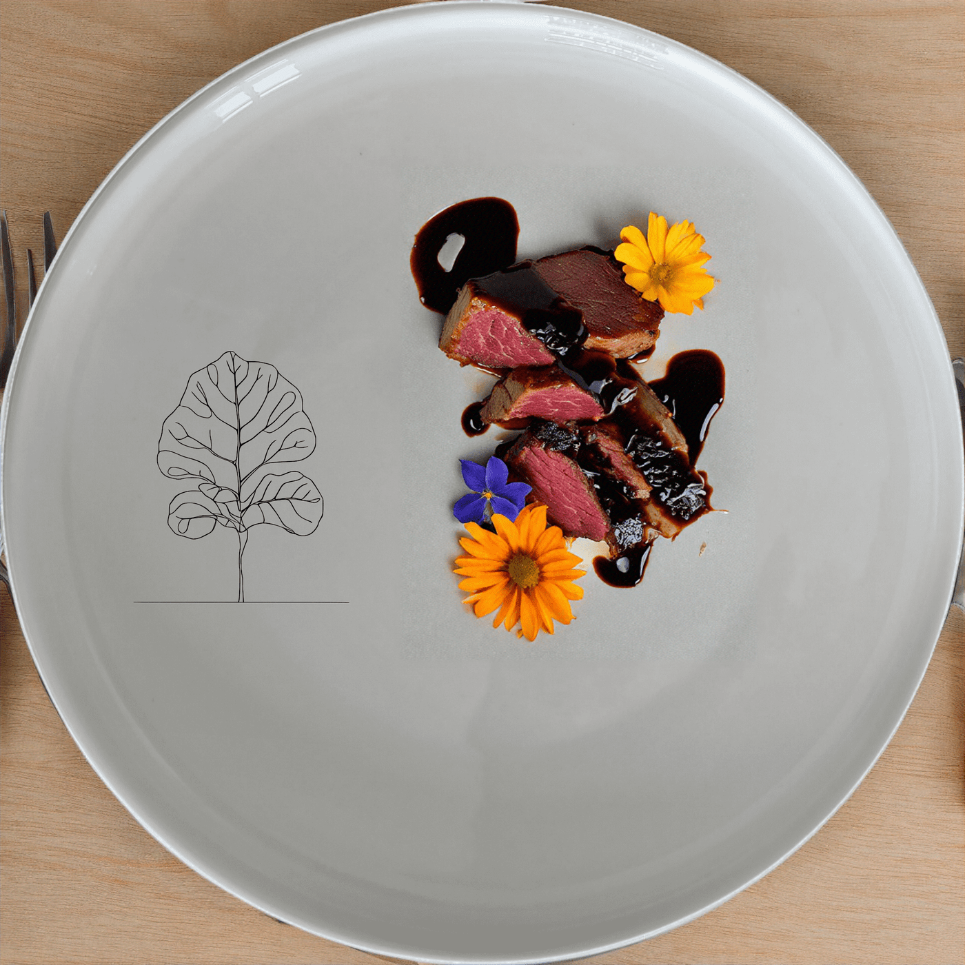 The Fiddle Leaf Dinner Plate Set of 4 brings a touch of nature to your dining table with its elegant leaf design.