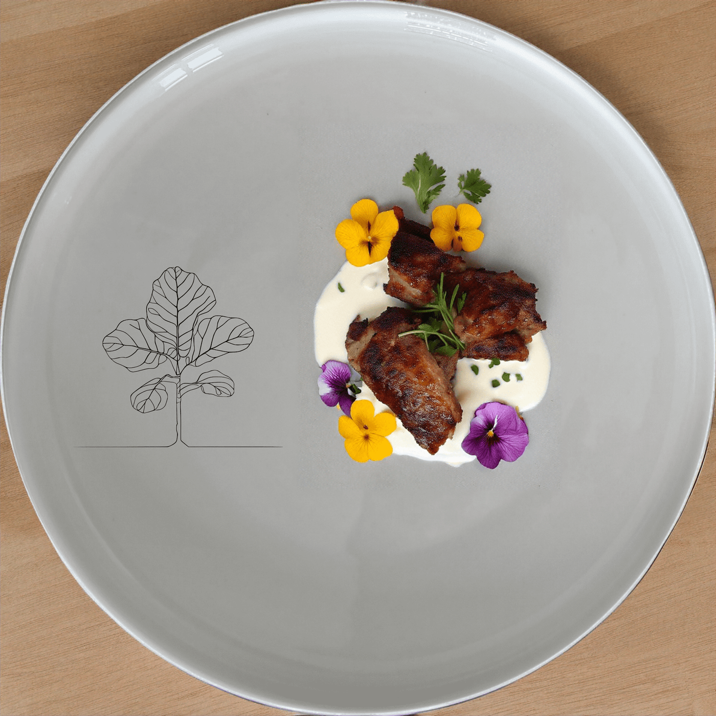 The Fiddle Leaf Dinner Plate Set of 4 features a minimalist design perfect for modern dining. Crafted from durable ceramic, these plates are microwave and dishwasher safe, making them ideal for everyday use.
