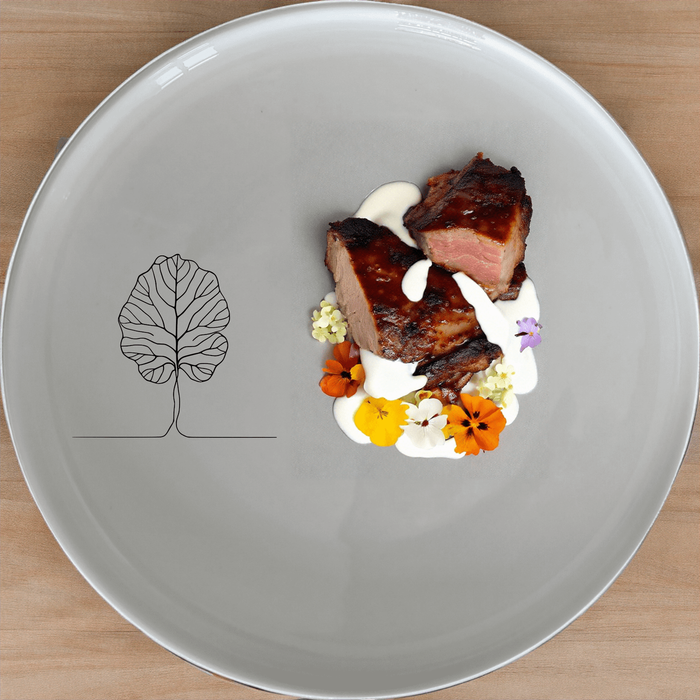 The Fiddle Leaf Side Plate Set of 4 features a minimalist design with a subtle leaf motif, perfect for modern dining.