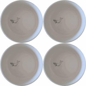 The Floating Breaching Whale Bowl Set of 4 features minimalist whale silhouettes for a modern, nature-inspired touch to your table setting.