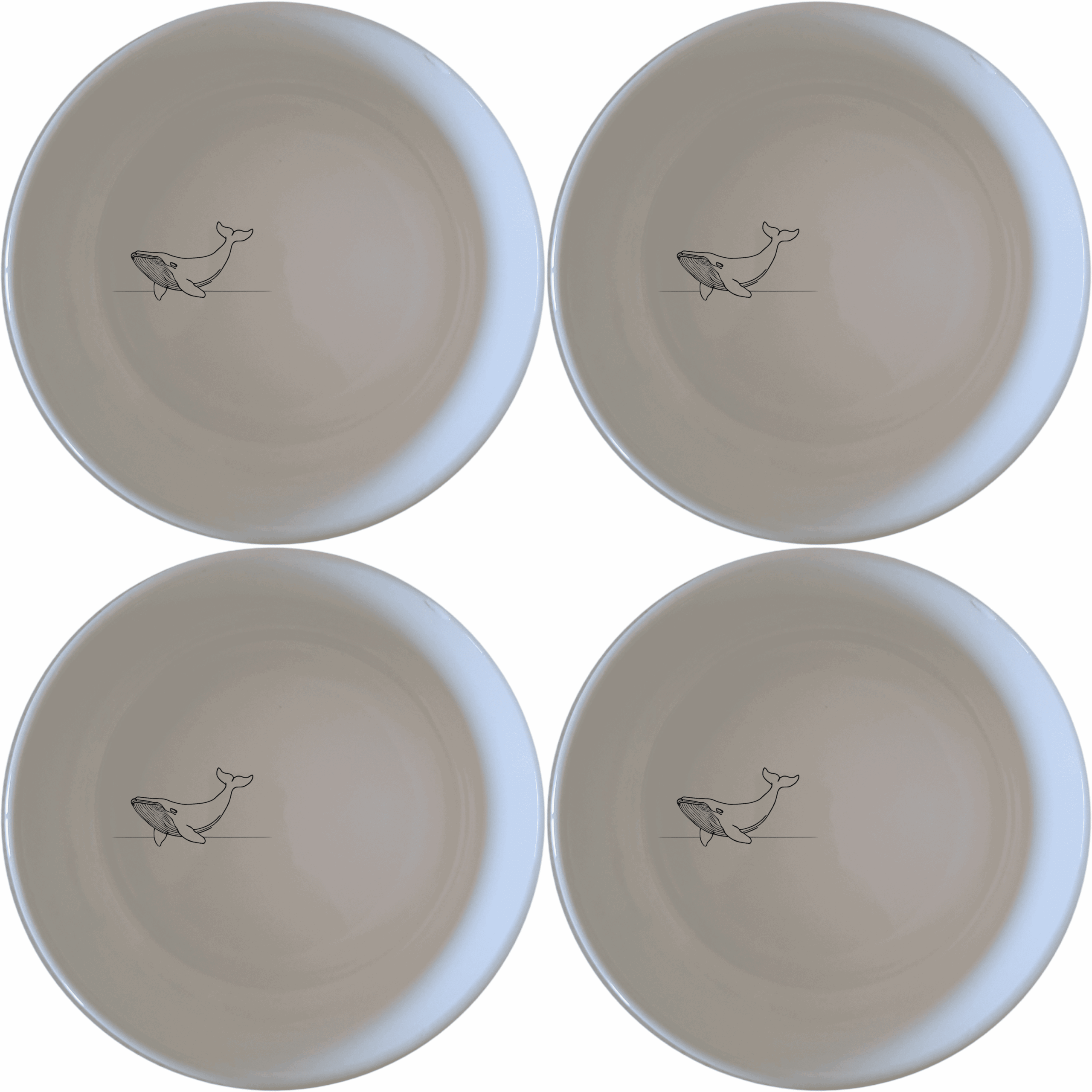 The Floating Breaching Whale Bowl Set of 4 features minimalist whale silhouettes for a modern, nature-inspired touch to your table setting.