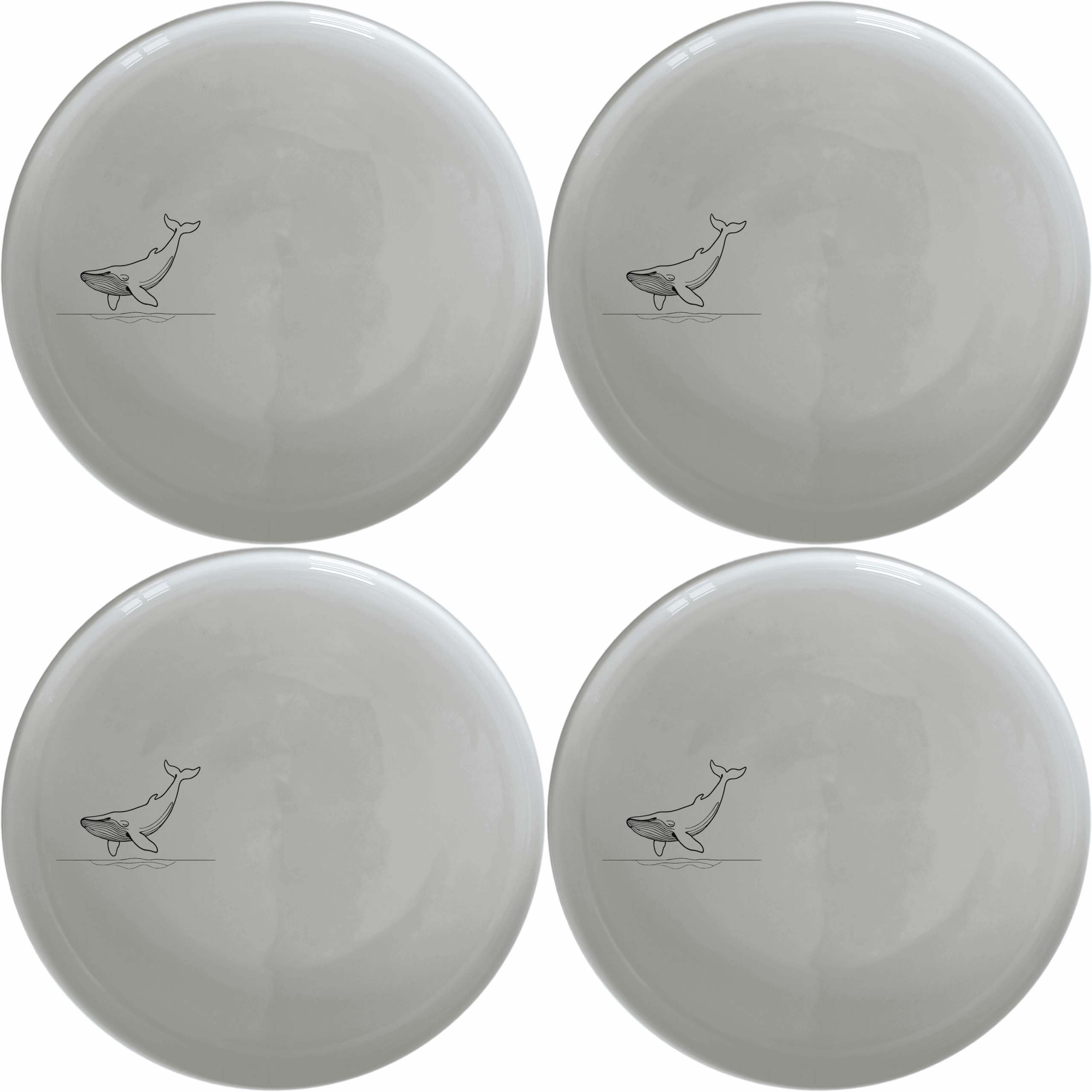 Floating Breaching Whale Dinner Plate Set of 4 adds a touch of marine elegance to your dining table with sleek, minimalist design.