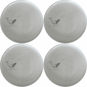 The Floating Breaching Whale Side Plate Set of 4 features a striking silhouette design, perfect for modern dining and adding a touch of nature-inspired elegance to your table.