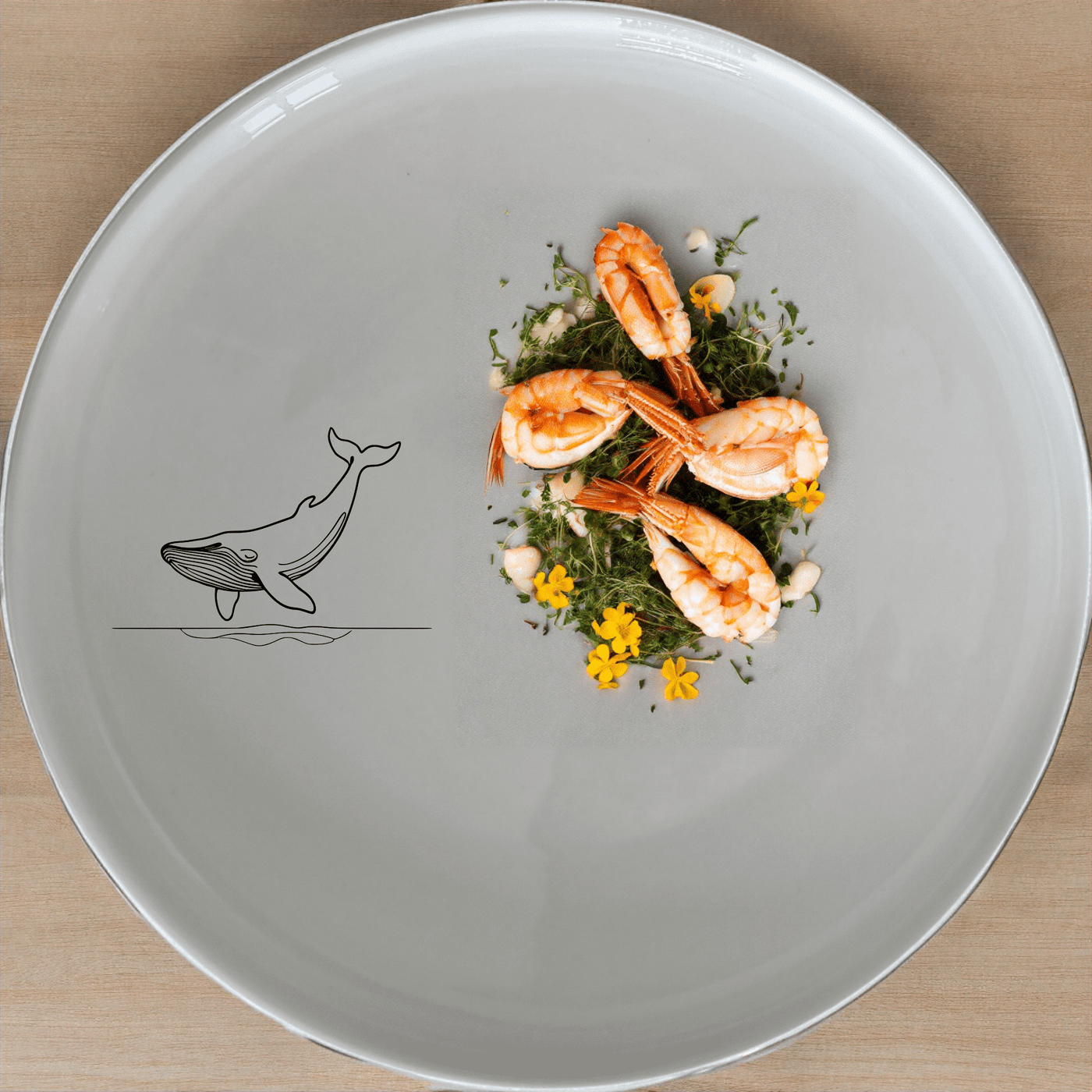 Floating Breaching Whale Dinner Plate Set of 4 adds a touch of marine elegance to your dining table with sleek, minimalist design.